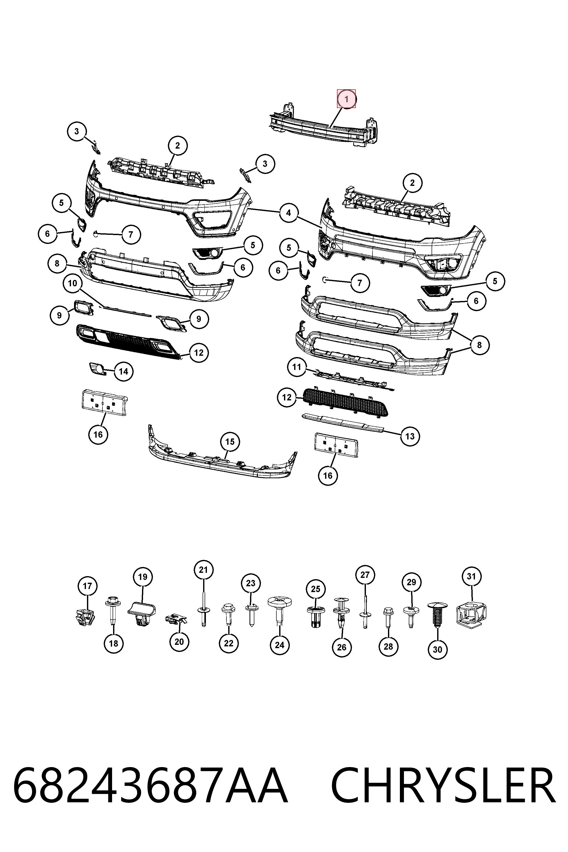 Купить PCR44734B KLARKSONAS Буфер бампера переднего