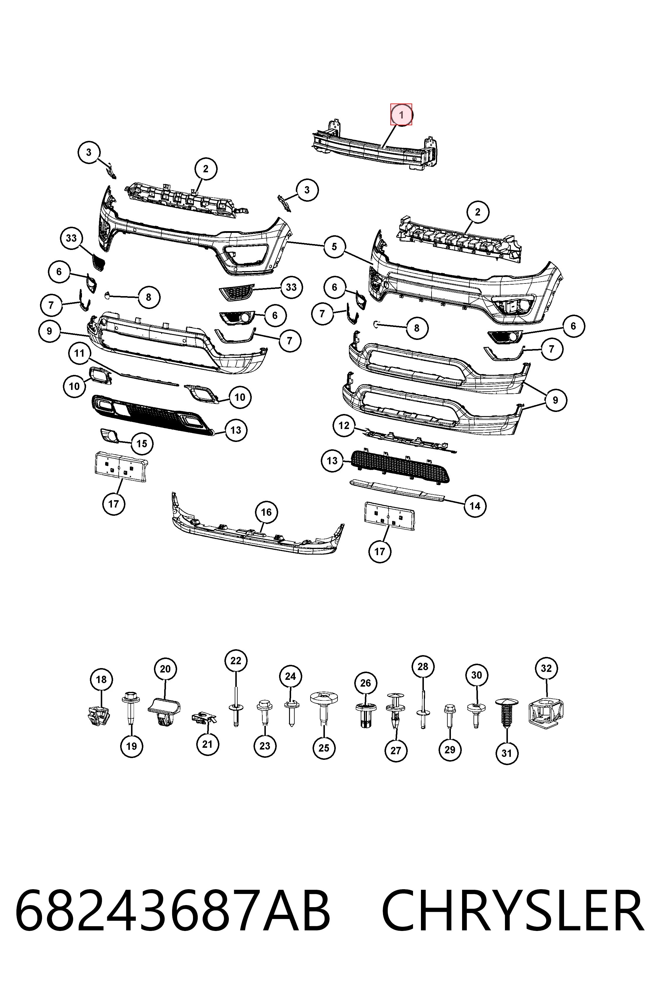 Усилитель переднего бампера PCR44734B KLARKSONAS