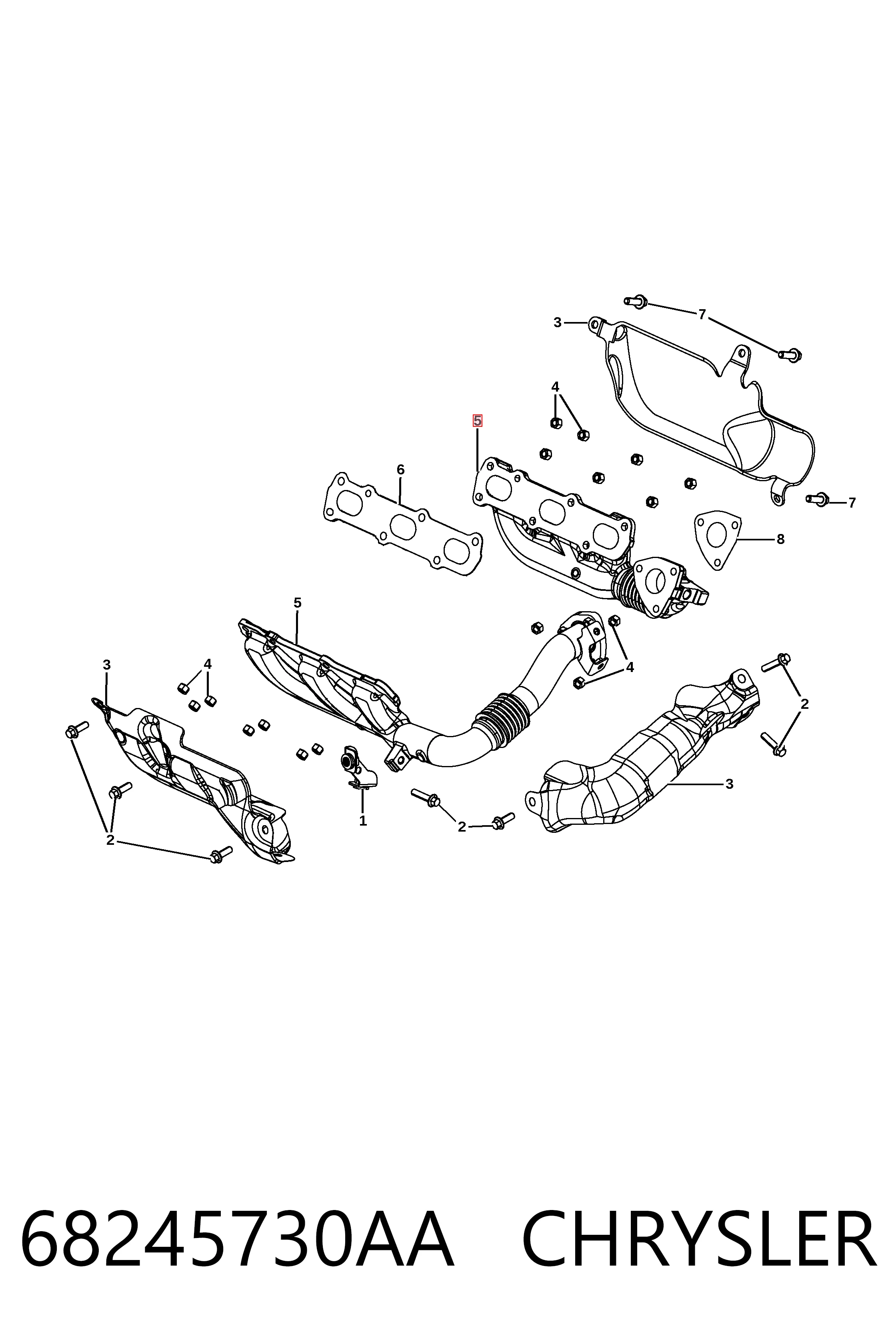 68245730AA Chrysler Коллектор выпускной, левый