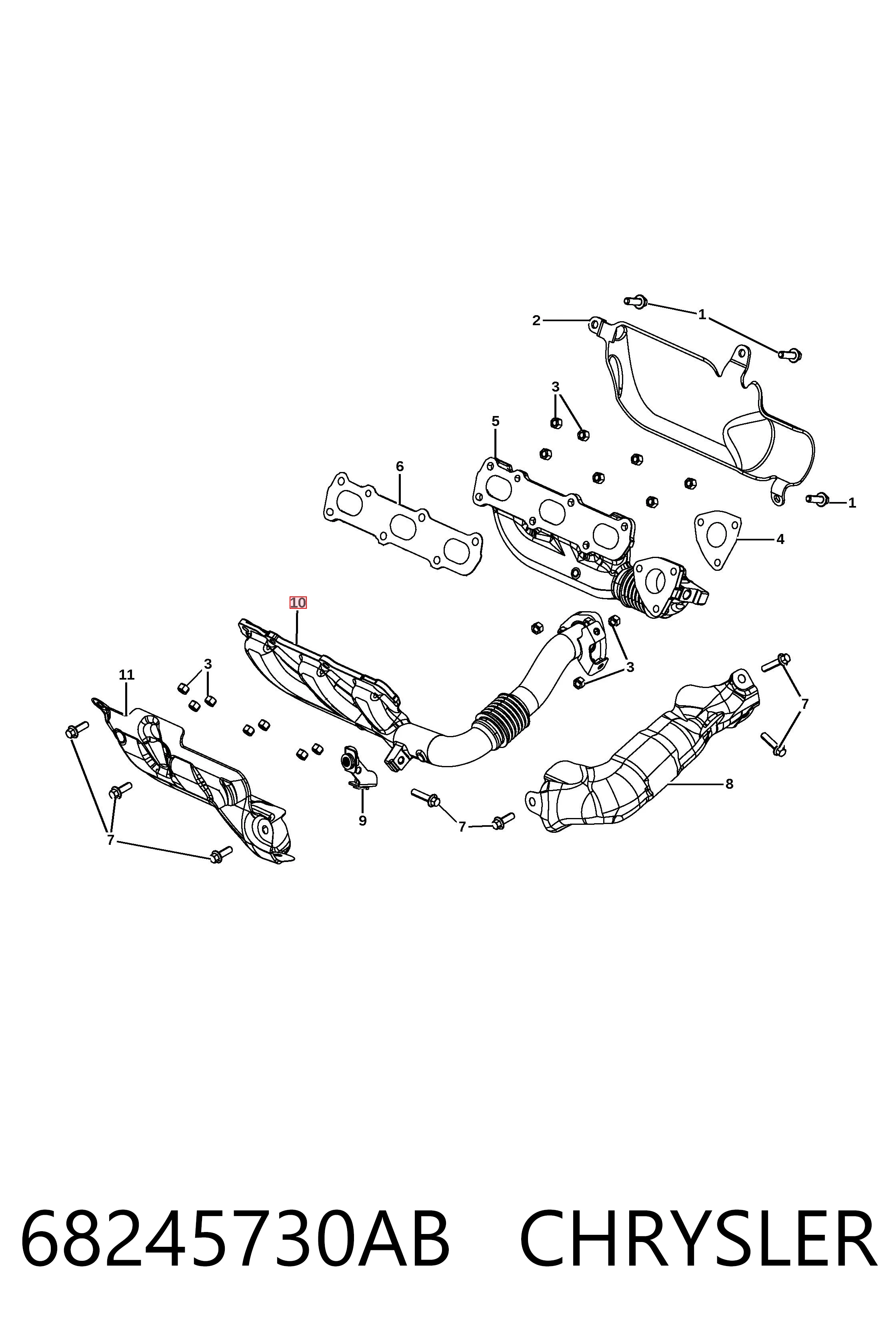 68245730AB Chrysler Коллектор выпускной, левый