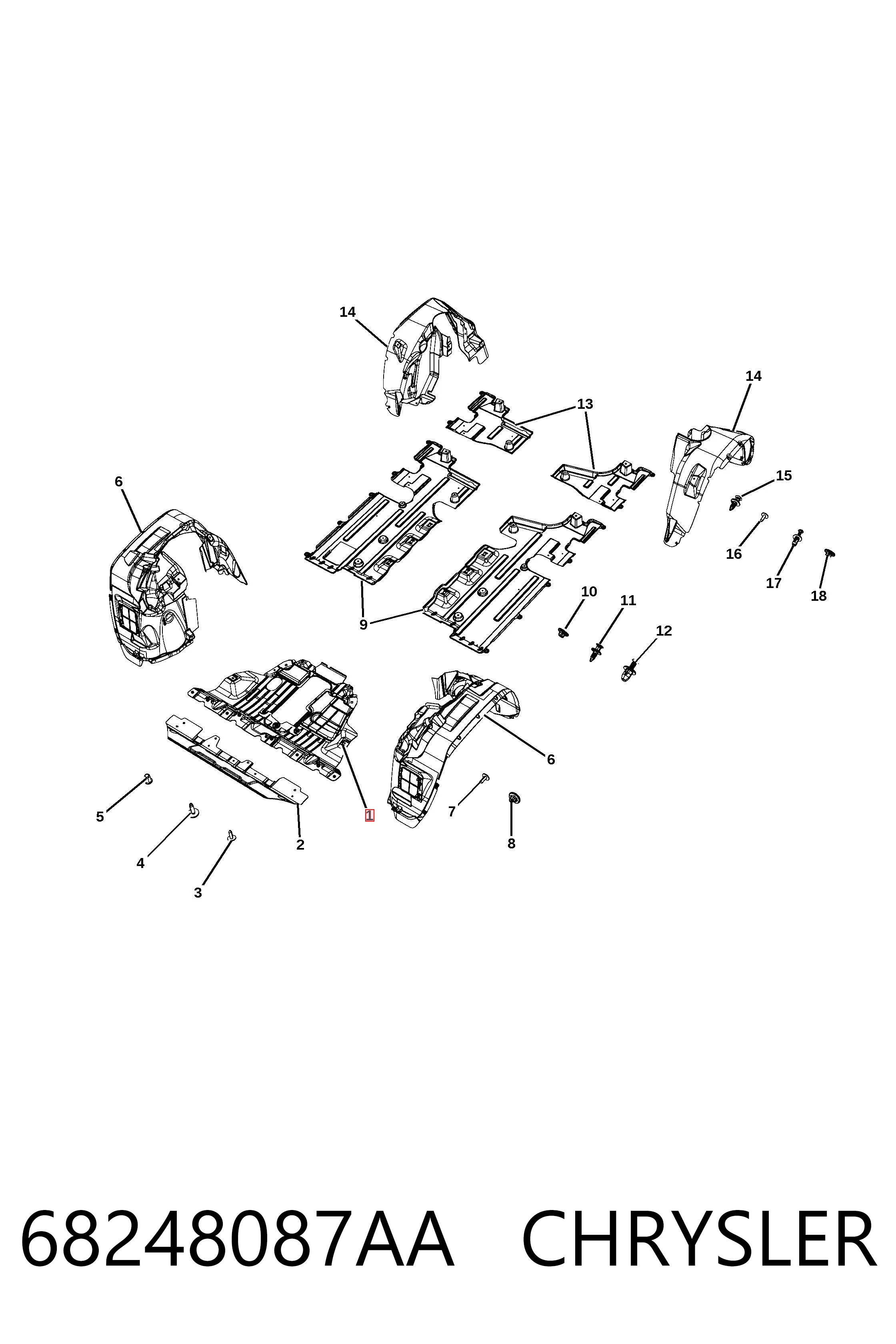 Купить K68248087AA Fiat/Alfa/Lancia Щит предохранительный