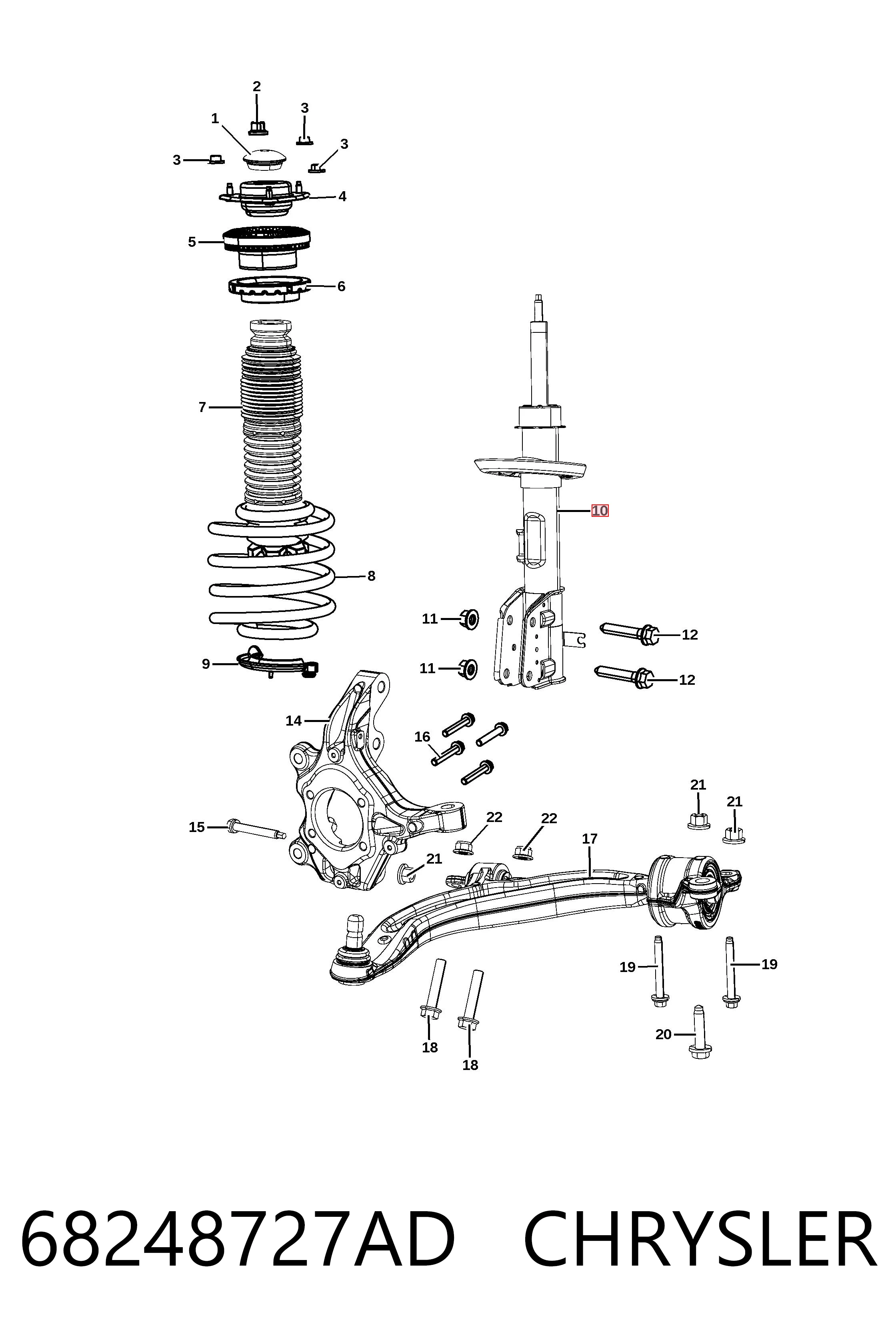 68248727AD Chrysler Амортизатор передний левый
