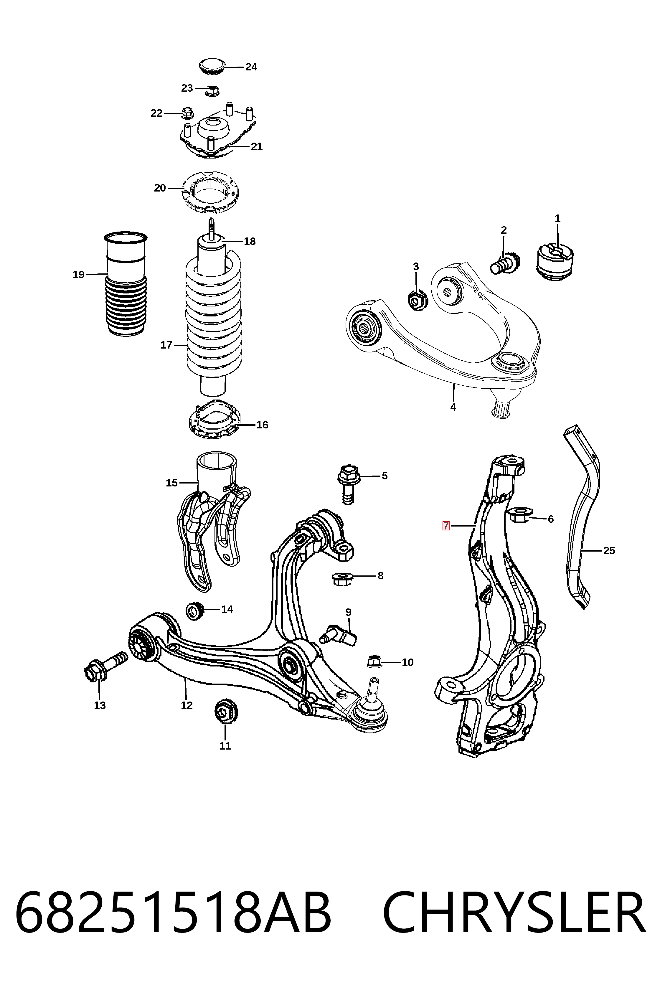 68251518AB Chrysler Цапфа - поворотный кулак передний, правый