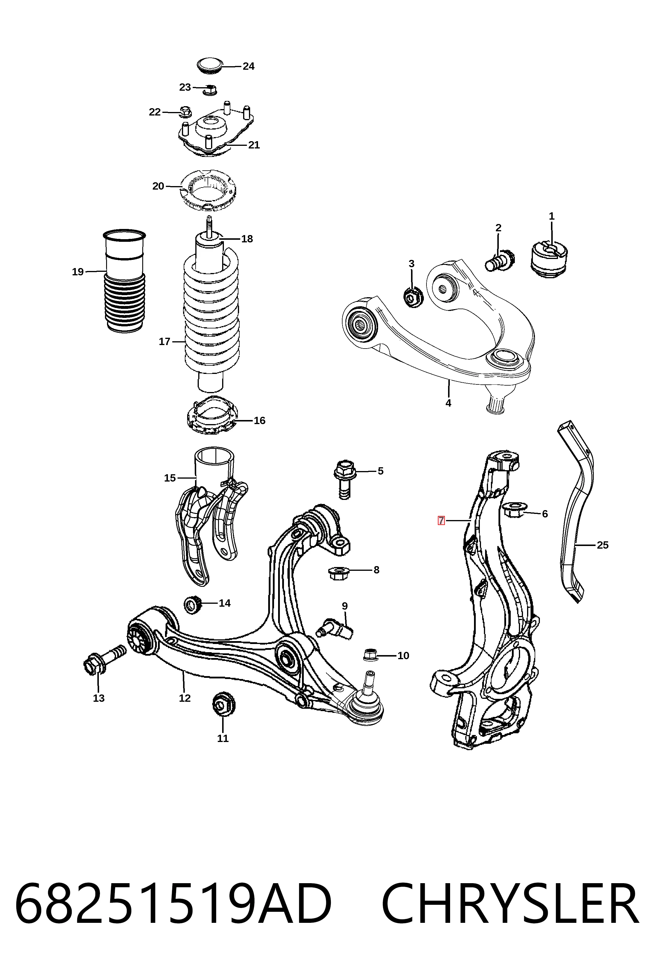 Цапфа передняя левая K68251519AC Fiat/Alfa/Lancia