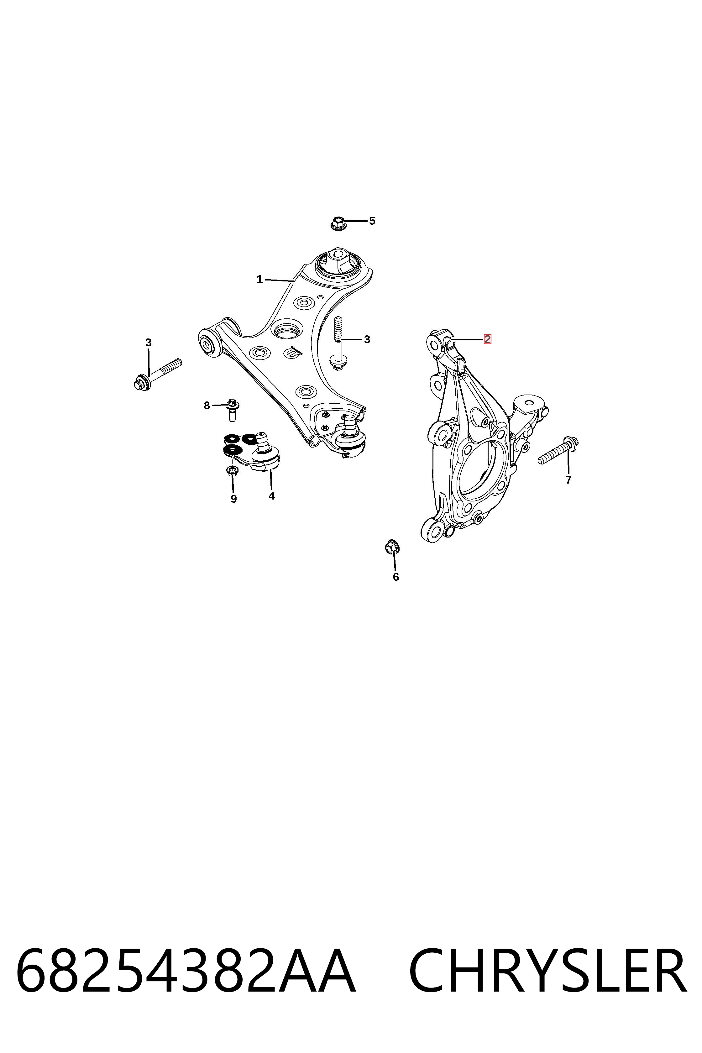 68254382AA Chrysler Цапфа - поворотный кулак передний, правый
