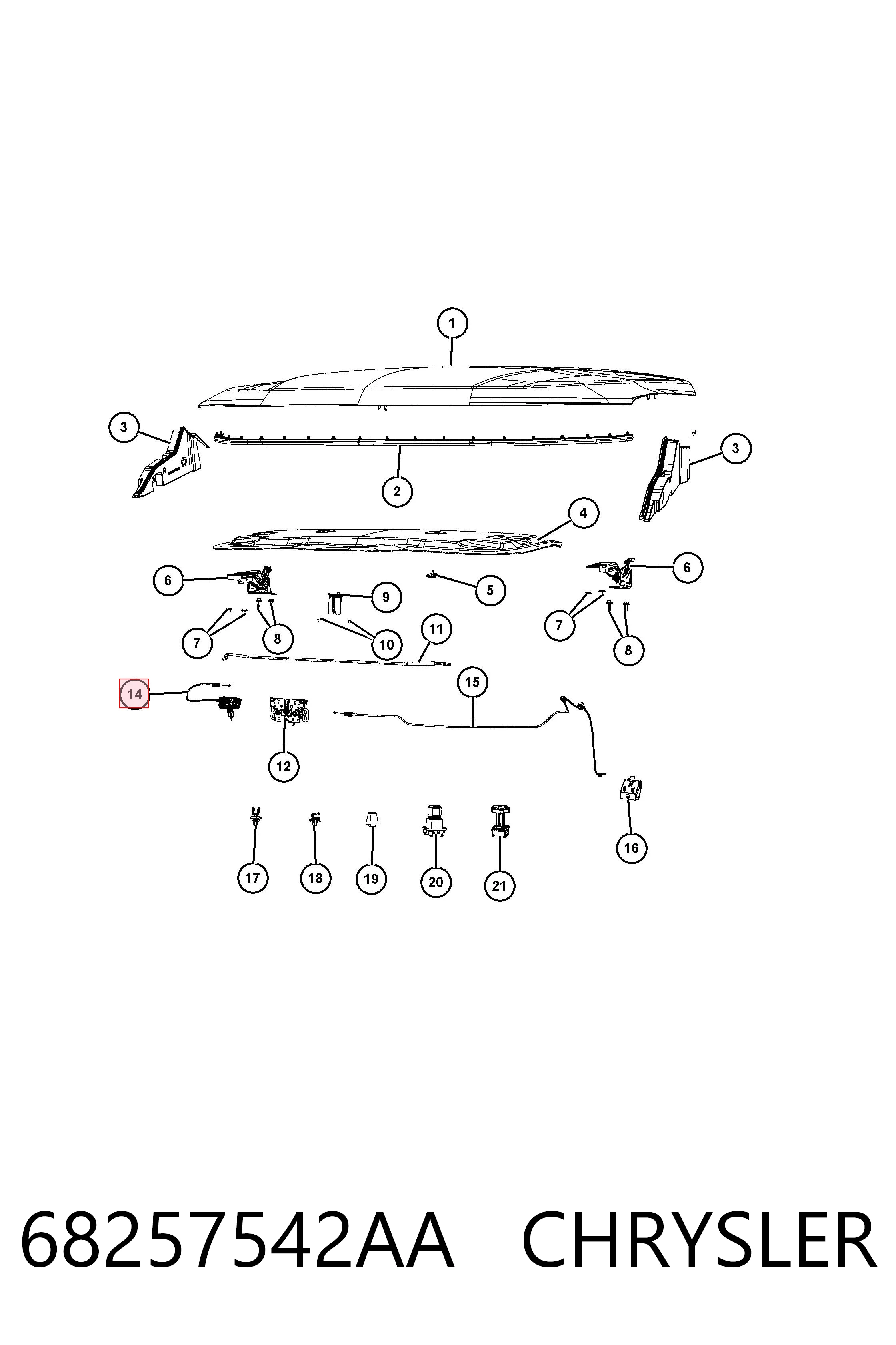 68257542AA Chrysler Ручка открытия капота
