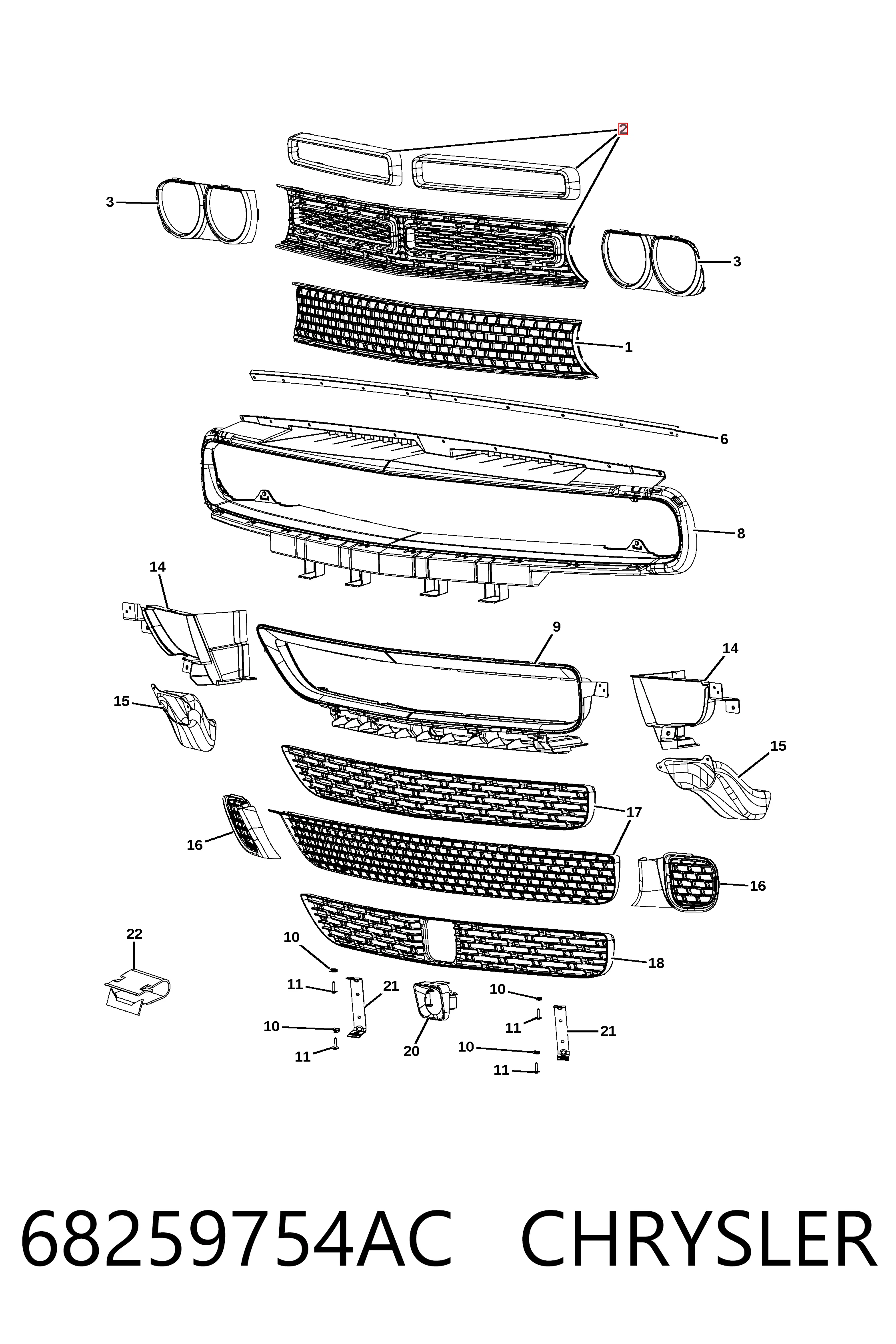 Облицовка радиатора Fiat/Alfa/Lancia K68259754AD цена, от 154.17 USD