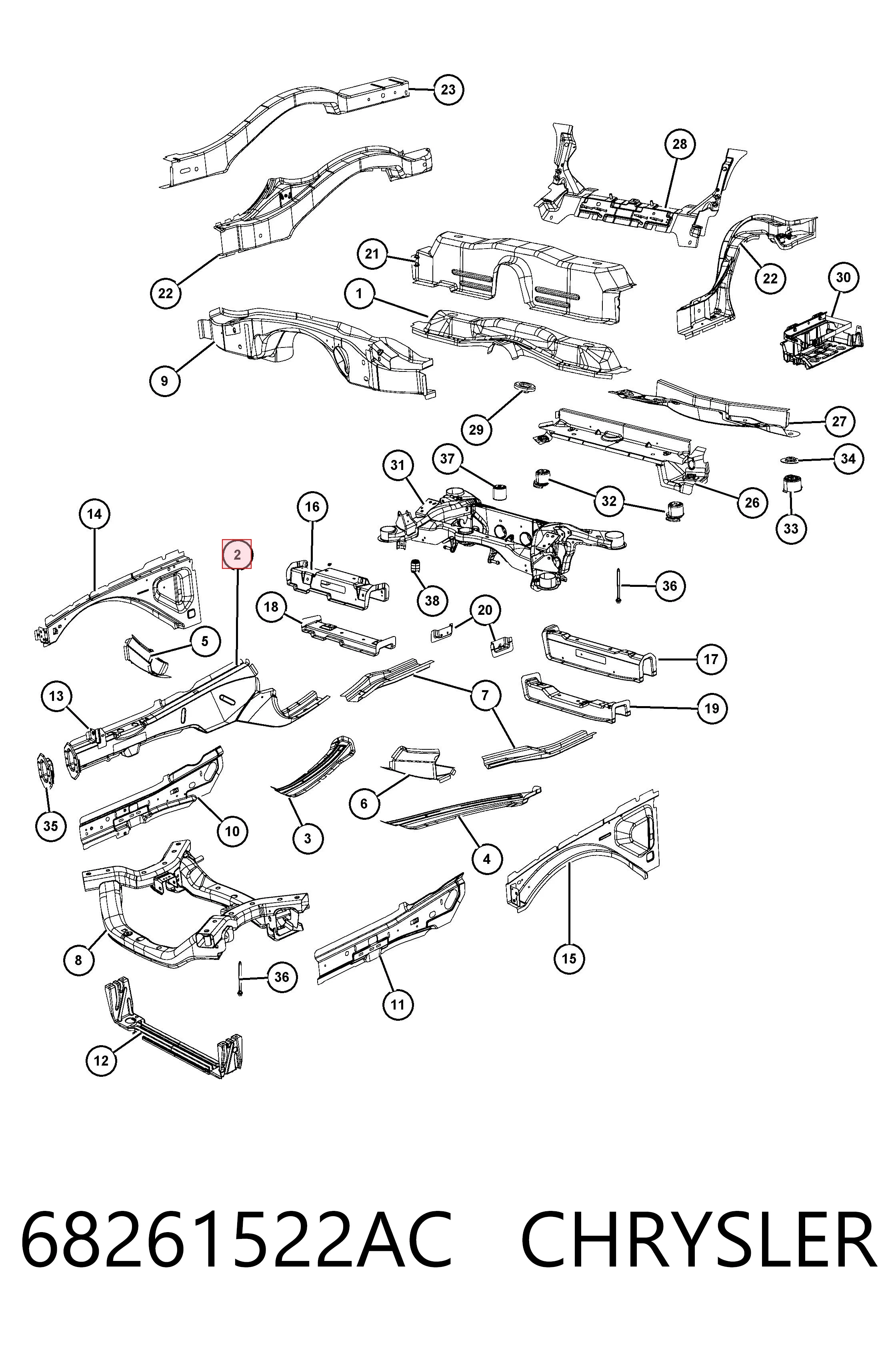 K68261522AA Fiat/Alfa/Lancia Лонжерон передний правый