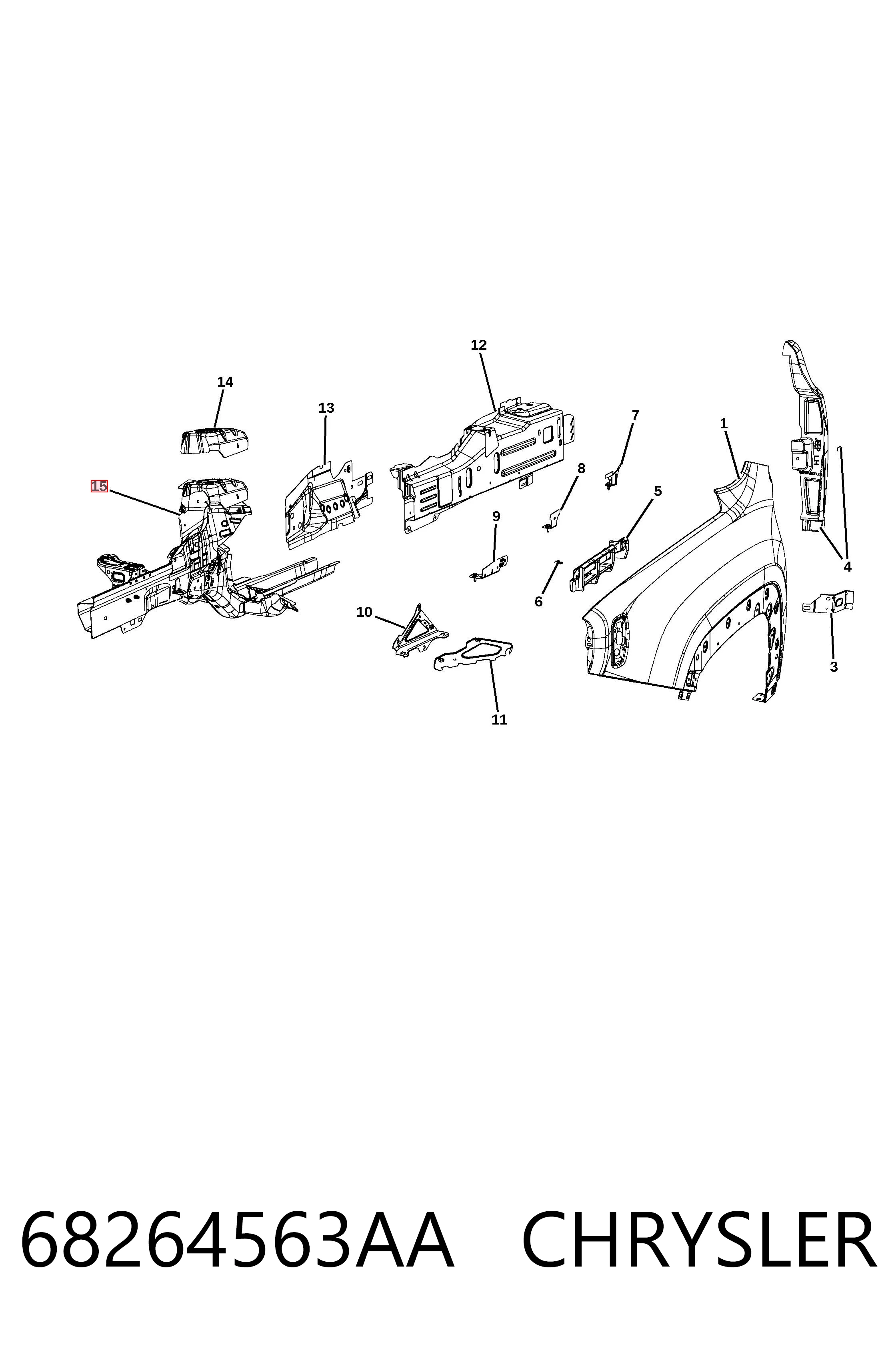 K68254180AA Fiat/Alfa/Lancia Лонжерон передний правый