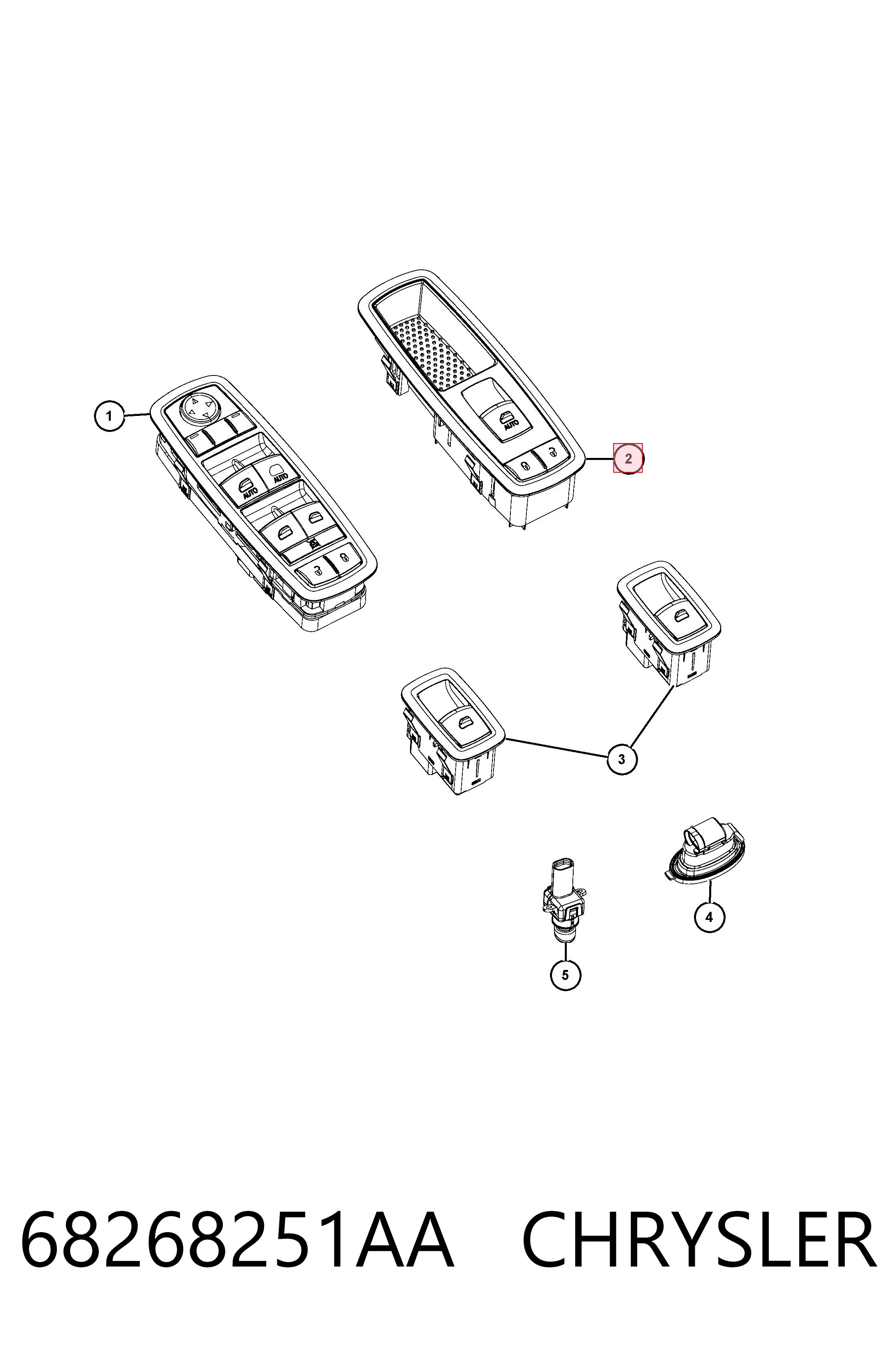 Купить K68268251AA Fiat/Alfa/Lancia Кнопки переднего правого стеклоподъемника
