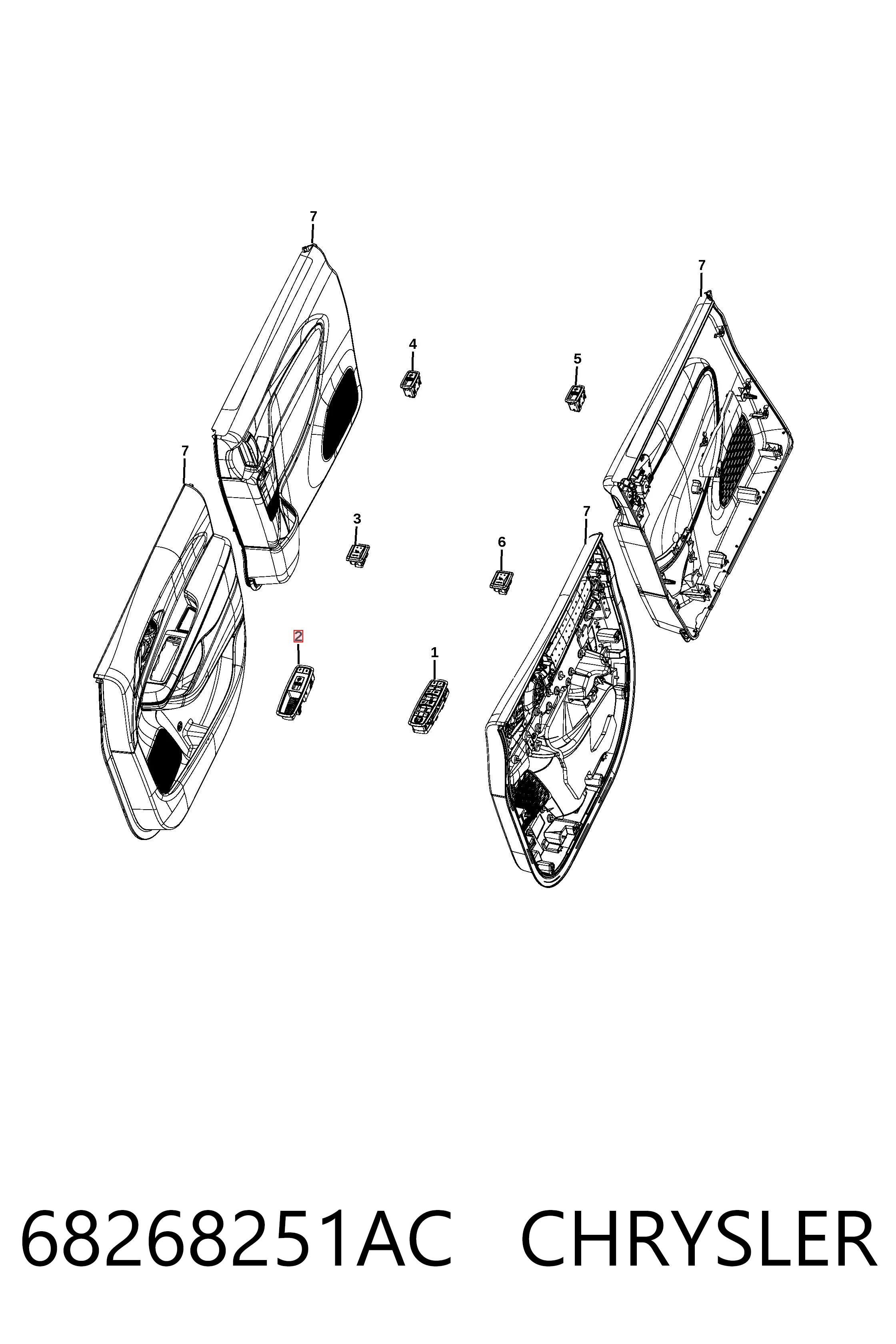 68268251AC Chrysler Кнопки переднего правого стеклоподъёмника