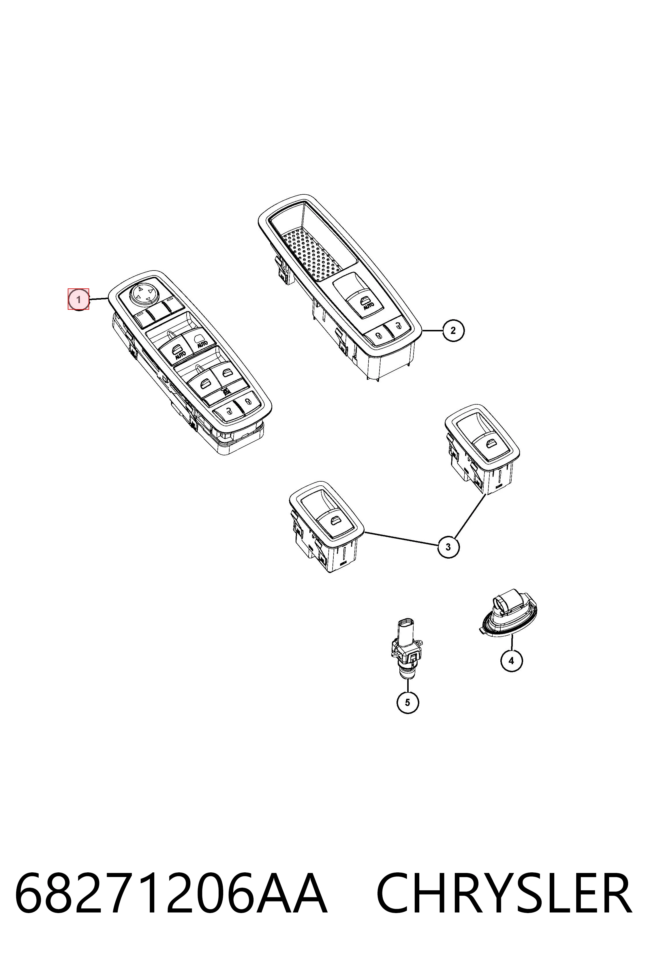 Купить K68271206AA Fiat/Alfa/Lancia Кнопки переднего левого стеклоподъёмника