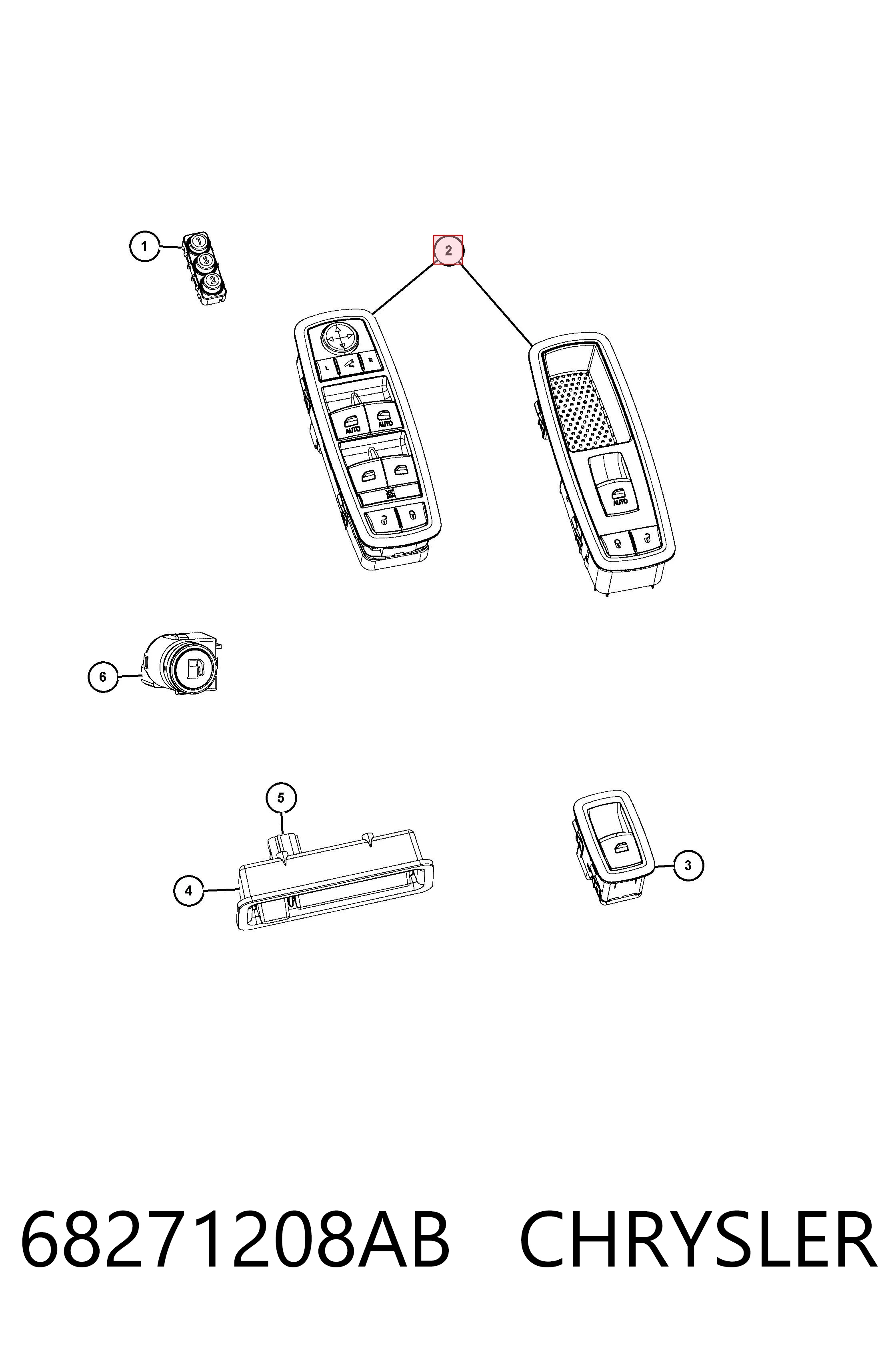 68271208AB Chrysler Кнопки переднего левого стекло подъёмника