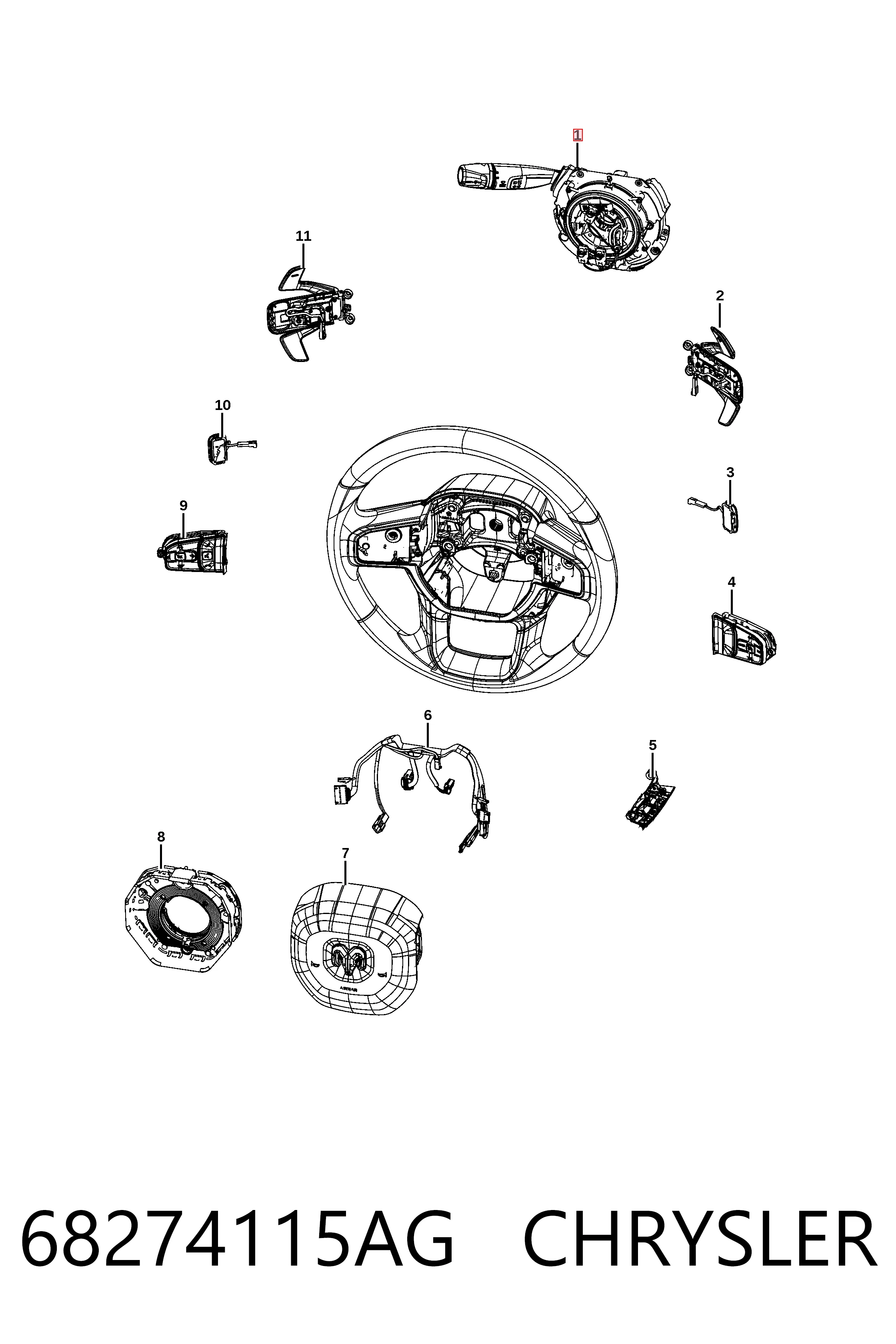 K68274115AG Fiat/Alfa/Lancia Кольцо подушки безопасности