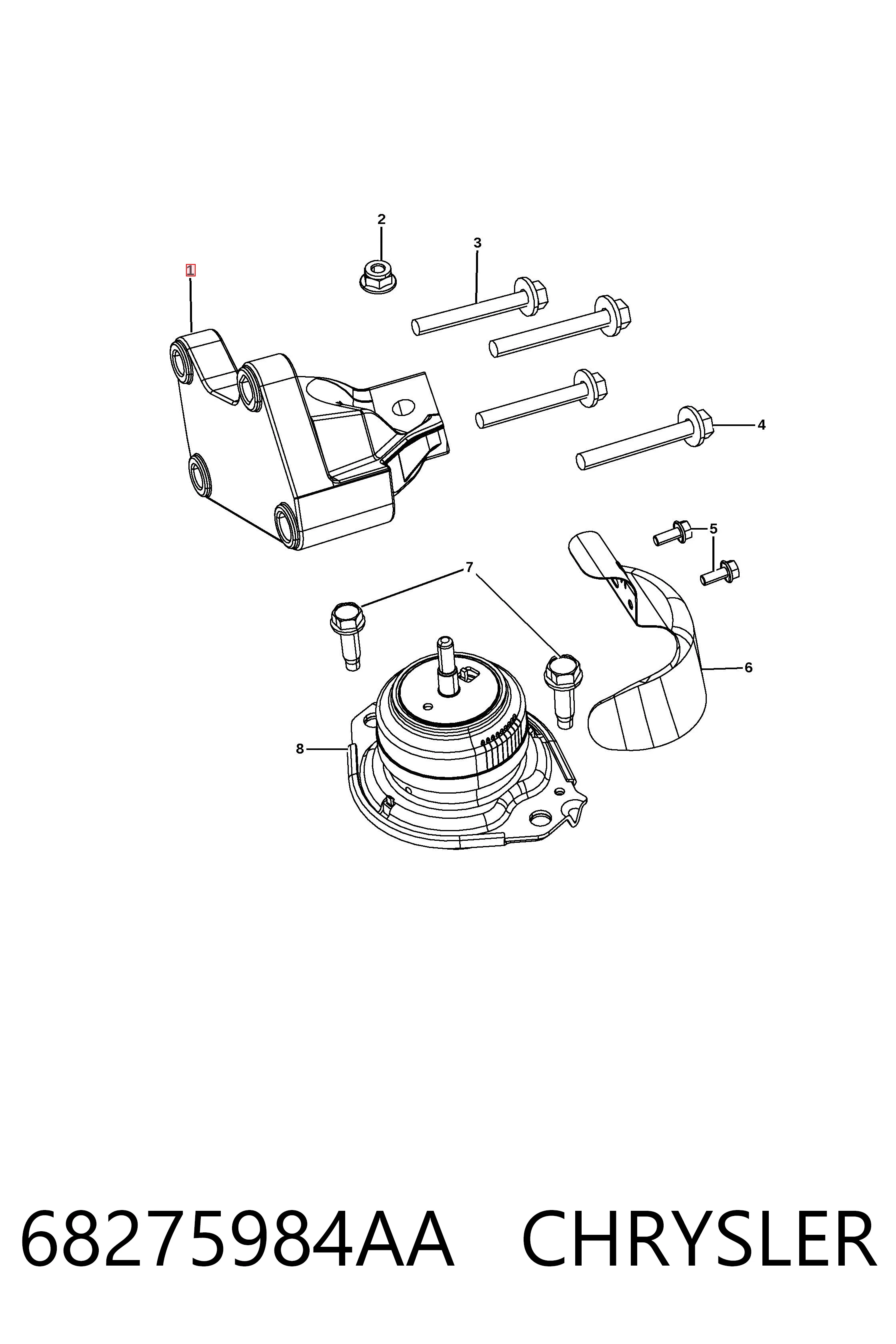 Кронштейн подушки (опоры) двигателя правой Fiat/Alfa/Lancia K68275984AA цена, от 146.89 USD