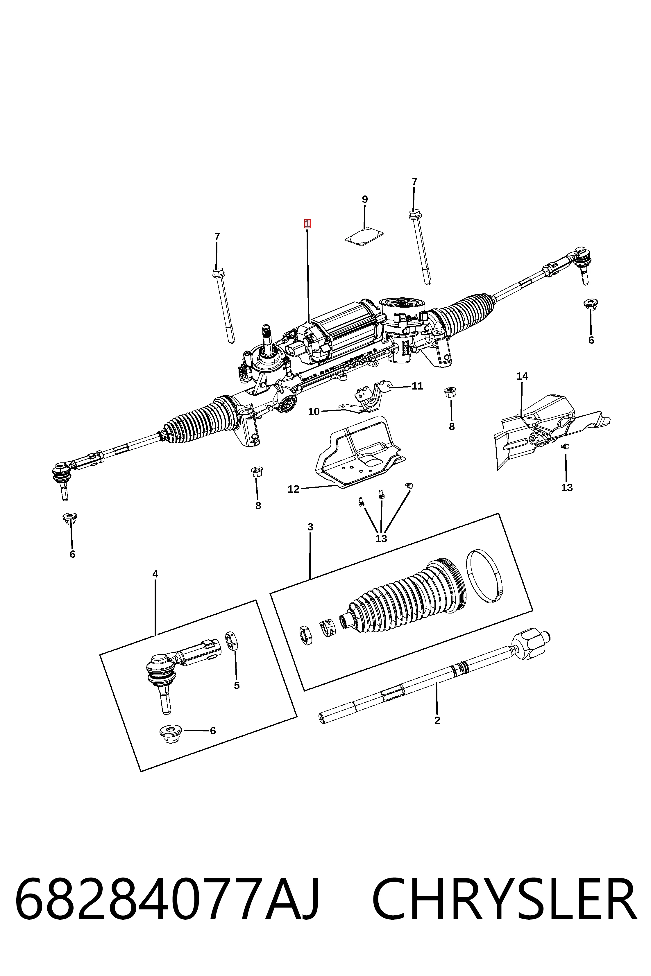 Рейка рулевая Fiat/Alfa/Lancia K68284077AJ