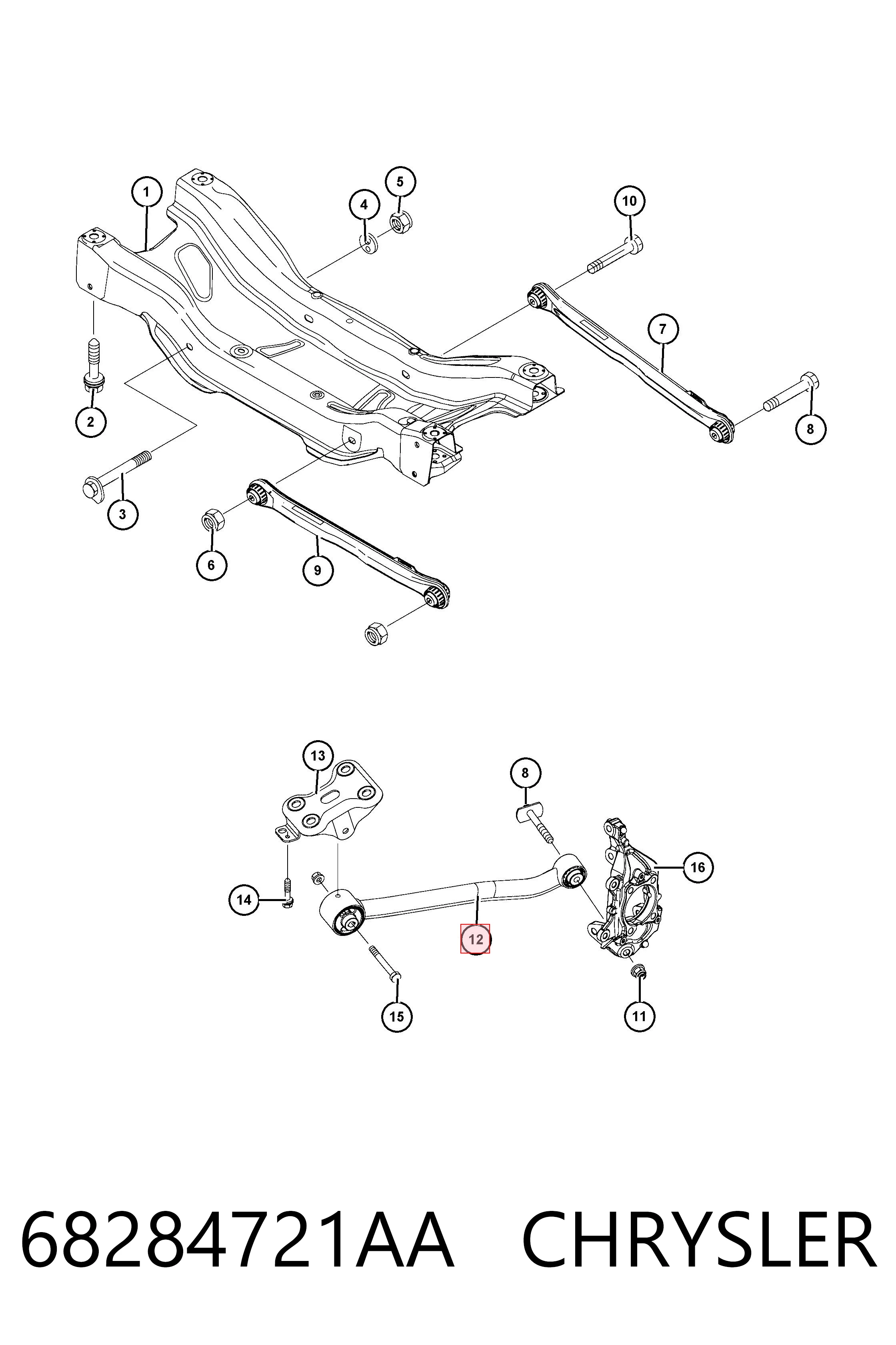 Рычаг задней подвески поперечный Fiat/Alfa/Lancia K05274636AB цена, от 50.68 USD