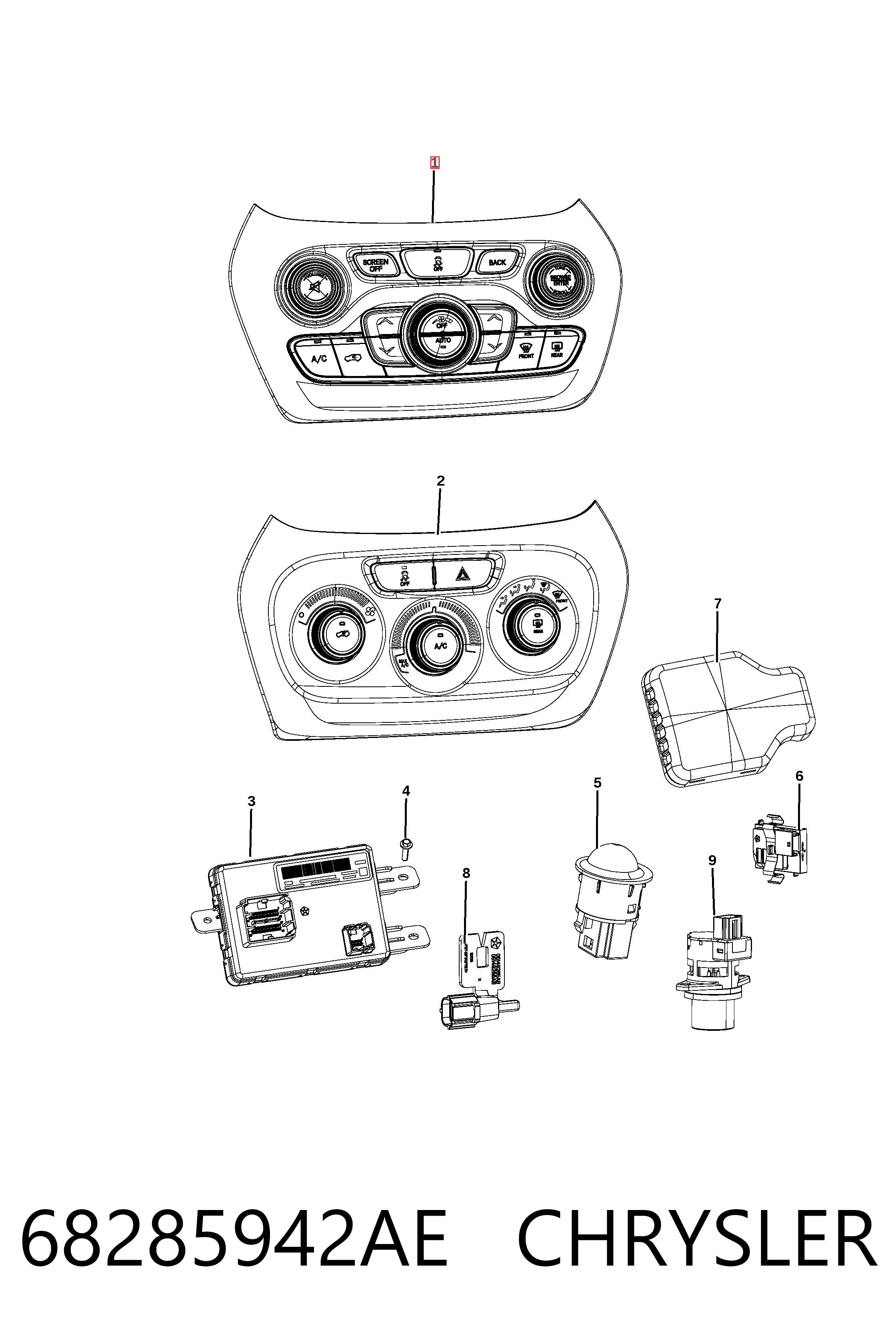 Купить K68285942AE Fiat/Alfa/Lancia Блок управления печкой