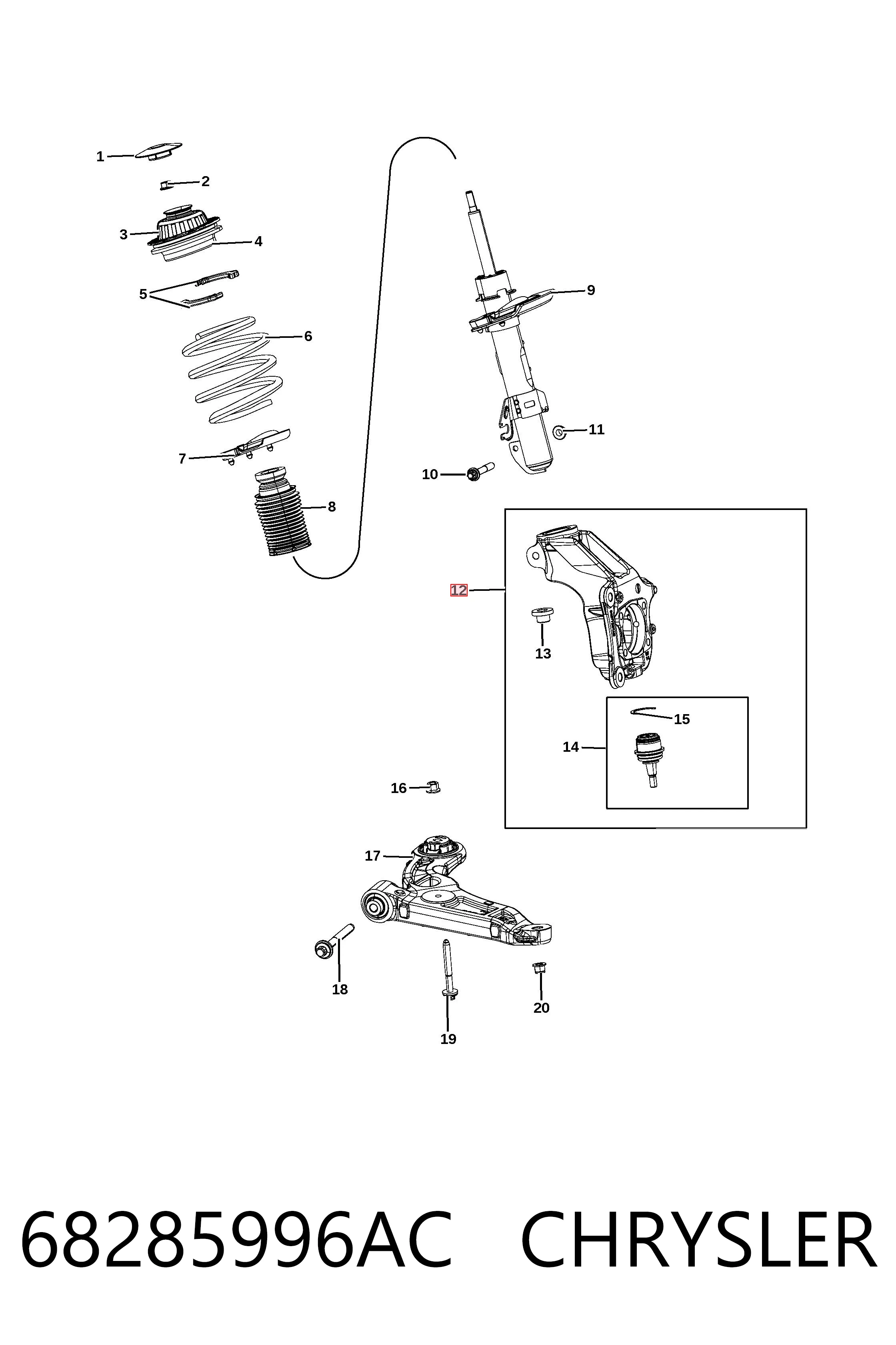 Цапфа передняя правая K04877826AE Fiat/Alfa/Lancia