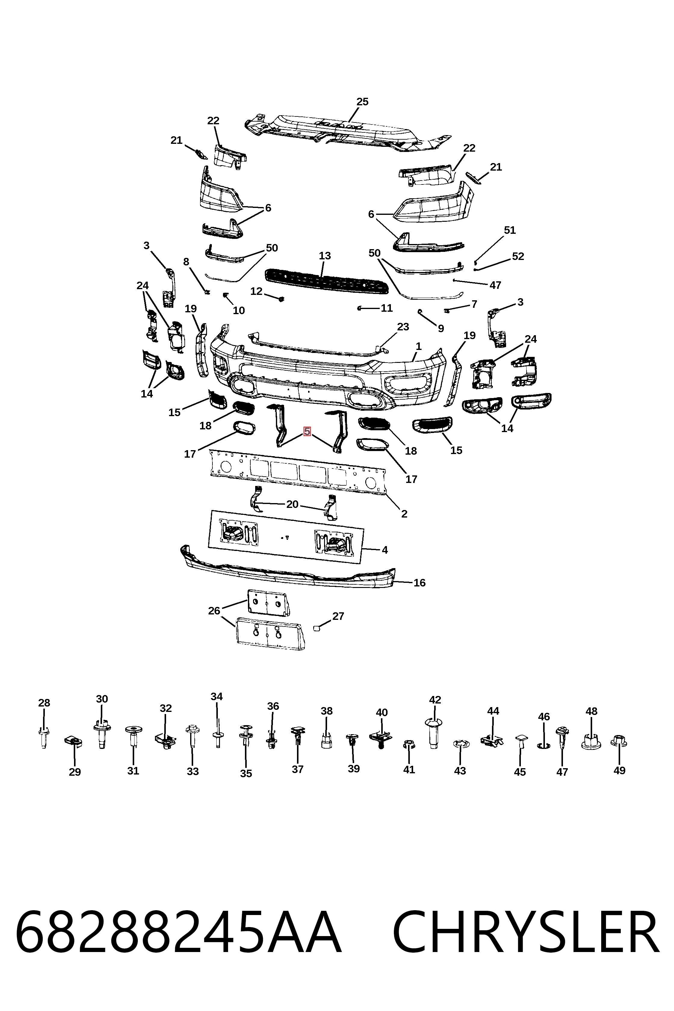 Правое крепление переднего бампера Fiat/Alfa/Lancia K68288245AA цена, от 26.74 USD