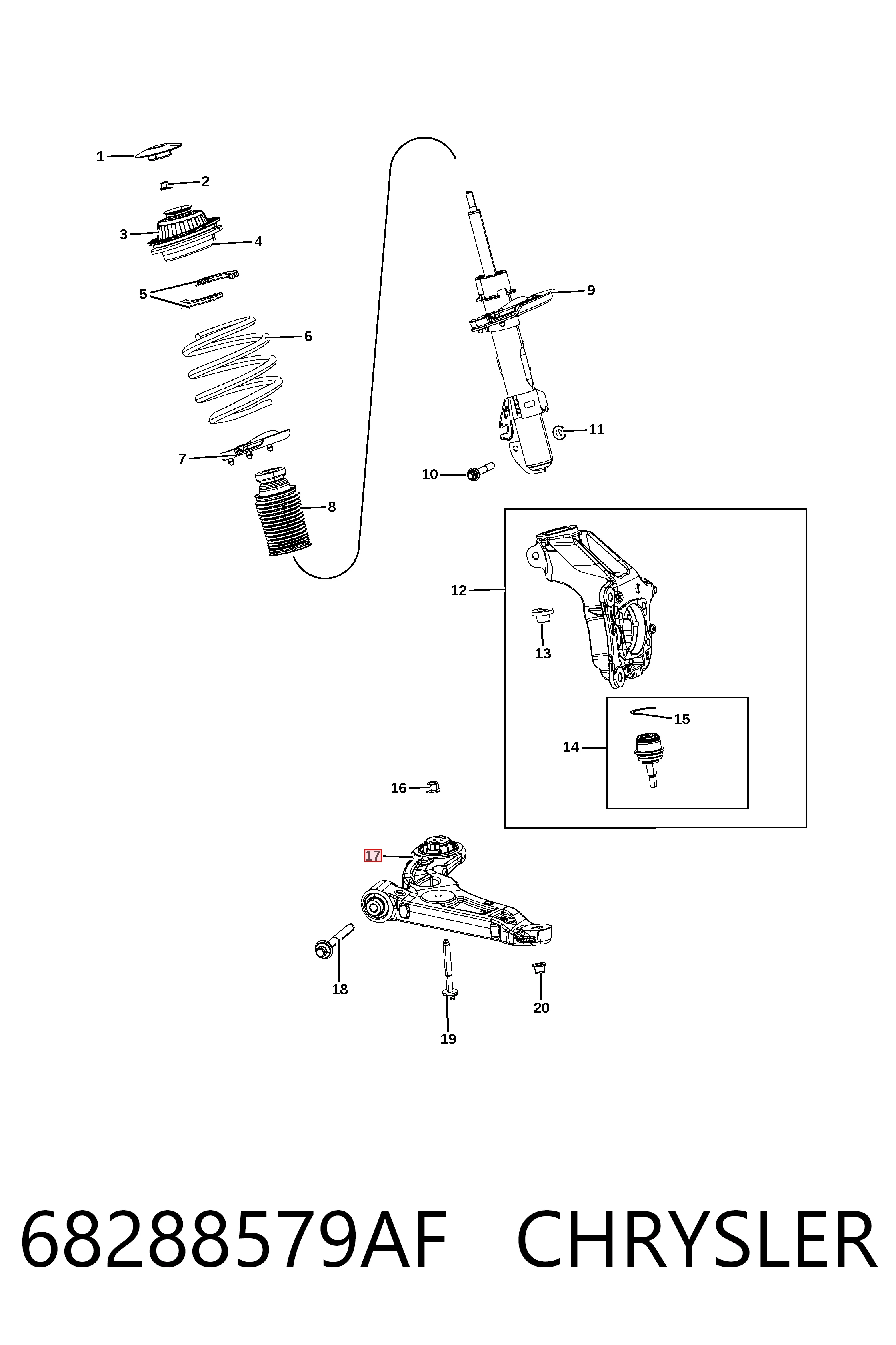 K68288579AE Fiat/Alfa/Lancia Рычаг передней подвески нижний левый
