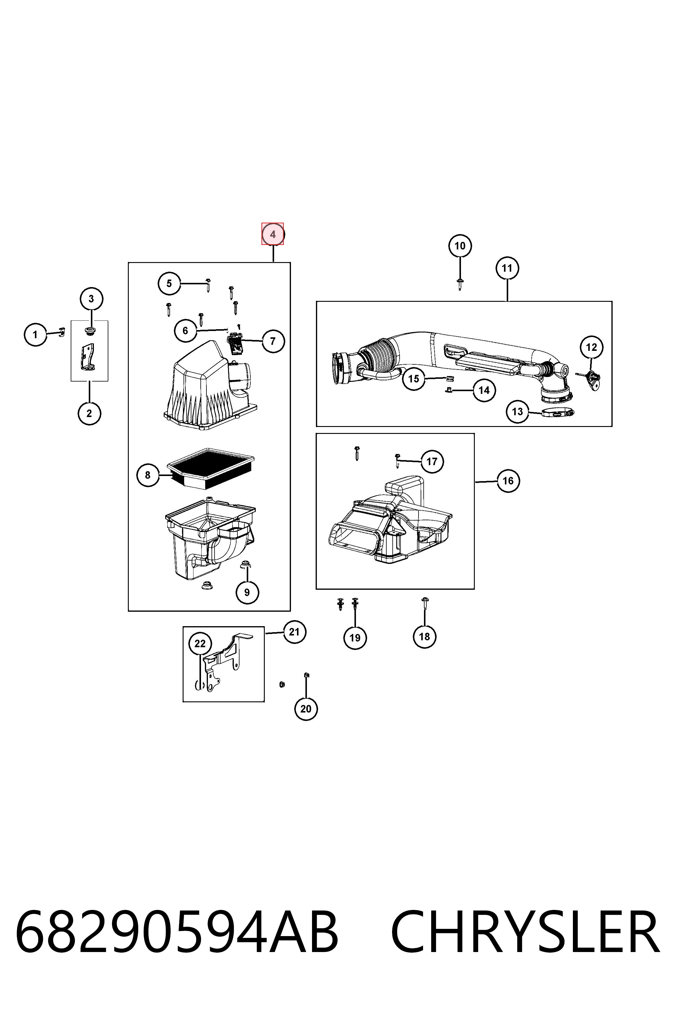 Купить K68228247AC Fiat/Alfa/Lancia Корпус воздушного фильтра