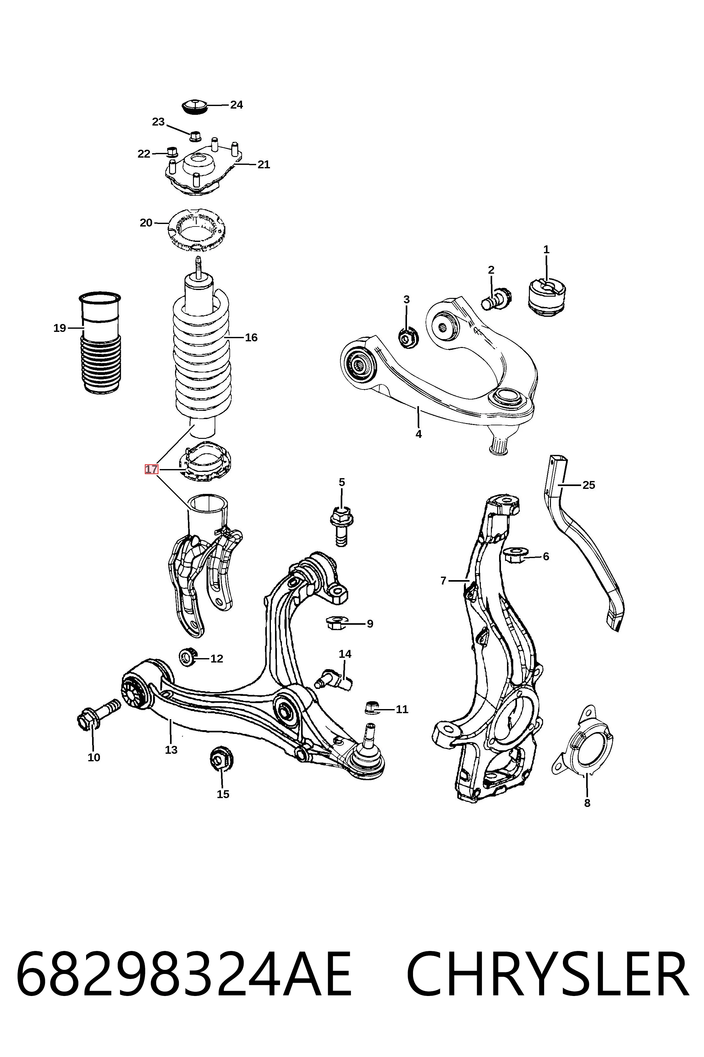 Амортизатор подвески передний левый Fiat/Alfa/Lancia K68298324AE цена, от 186.22 USD
