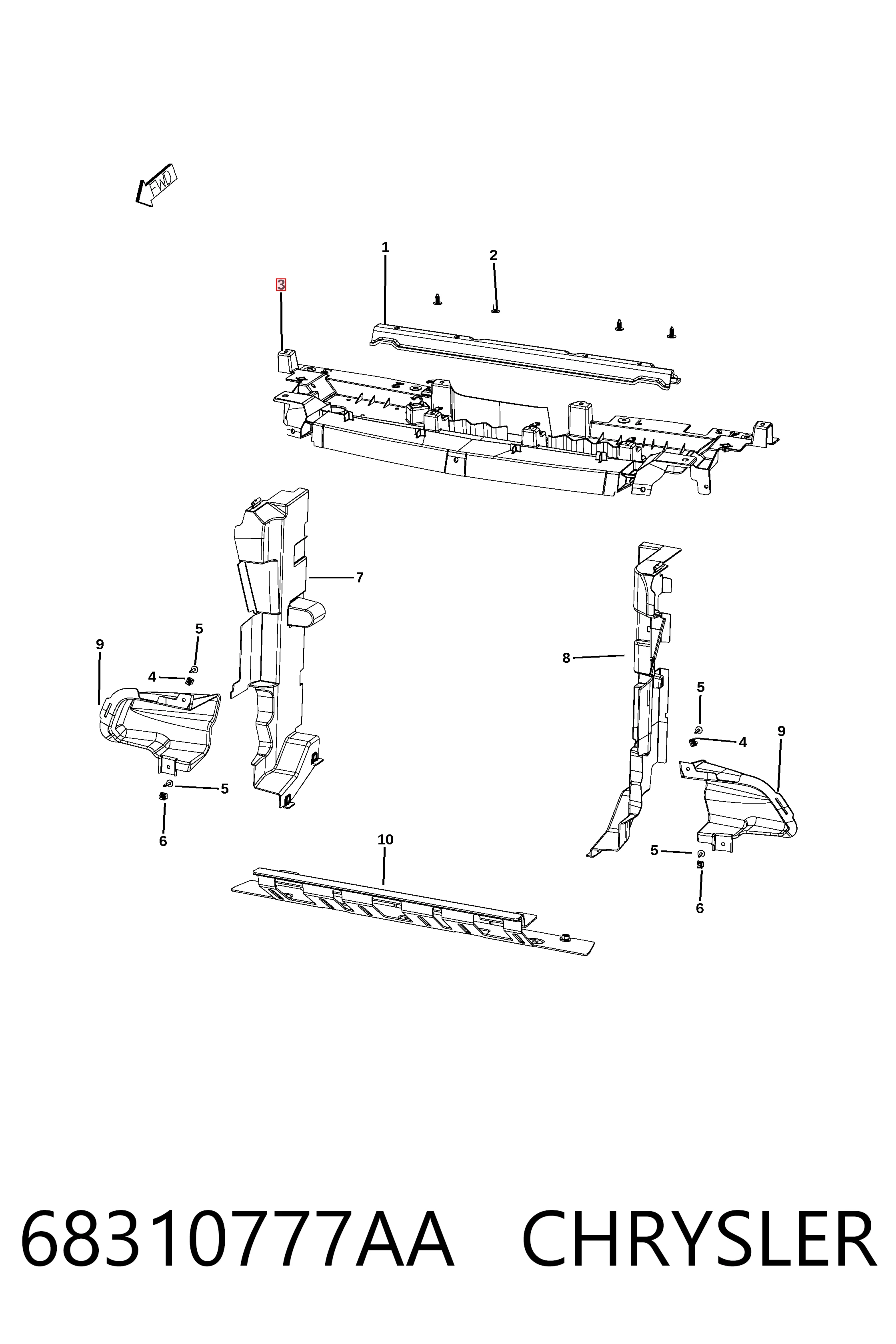 K68437115AA Fiat/Alfa/Lancia Накладка диффузора радиатора верхняя