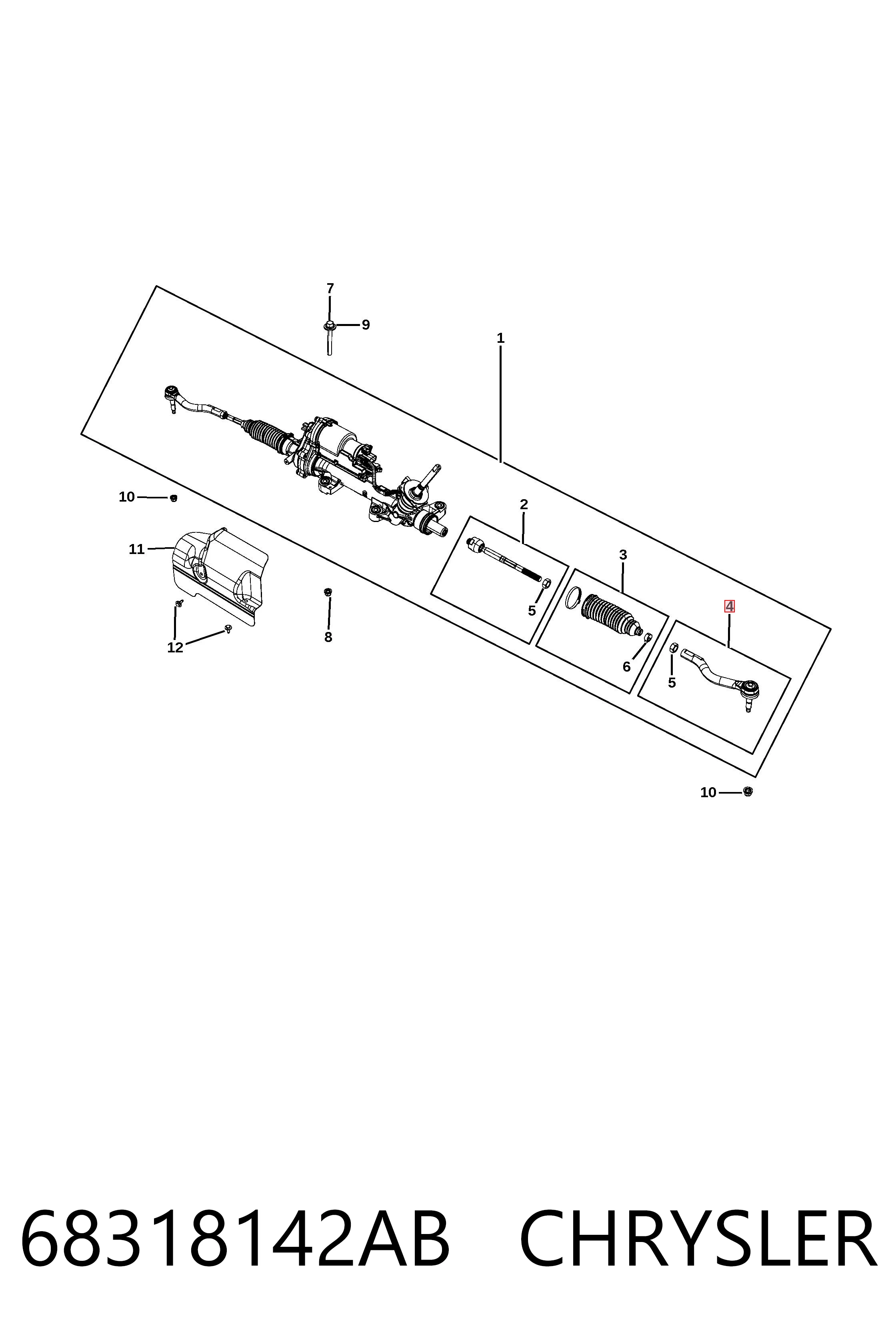 68318142AB Chrysler Наружный наконечник рулевой тяги