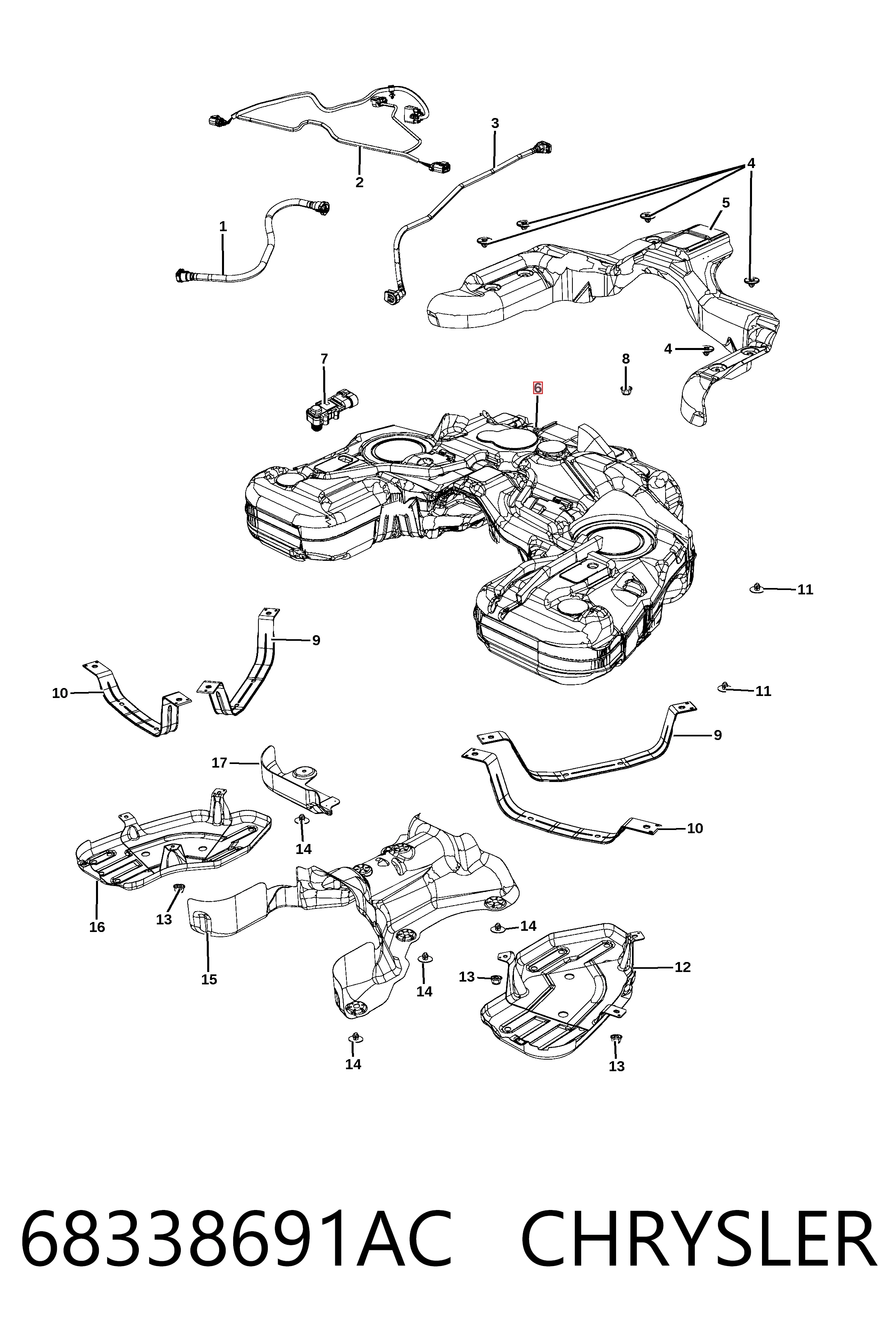 Бензобак Jeep Grand Cherokee IV внедорожник (WK) (2011 - 2022) цена, от 48.15 USD