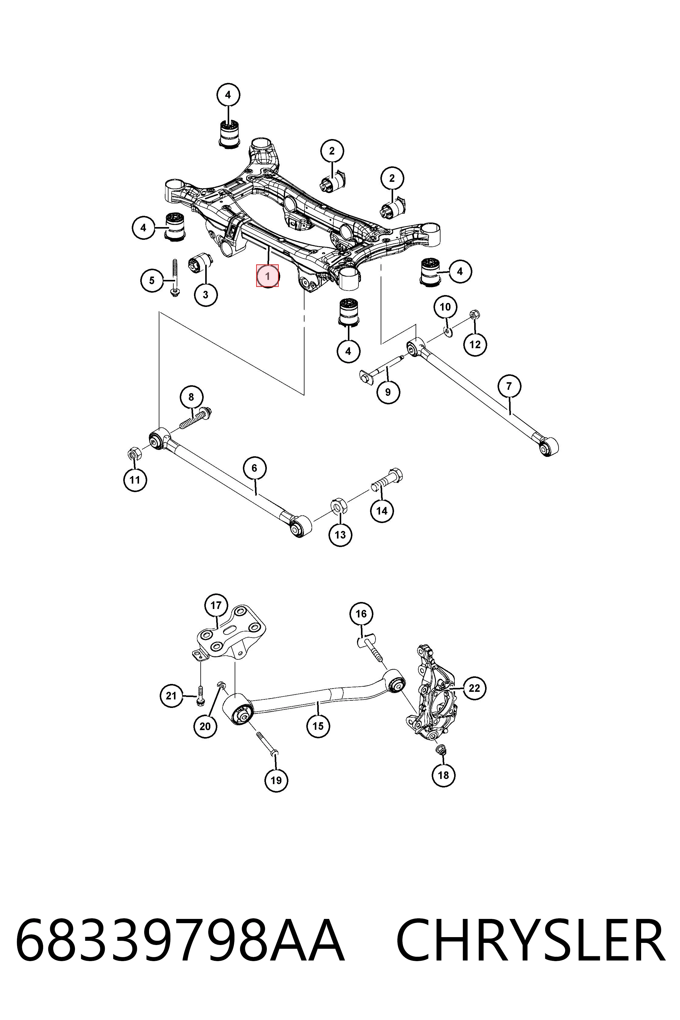 K68378443AA Fiat/Alfa/Lancia Подрамник задней подвески