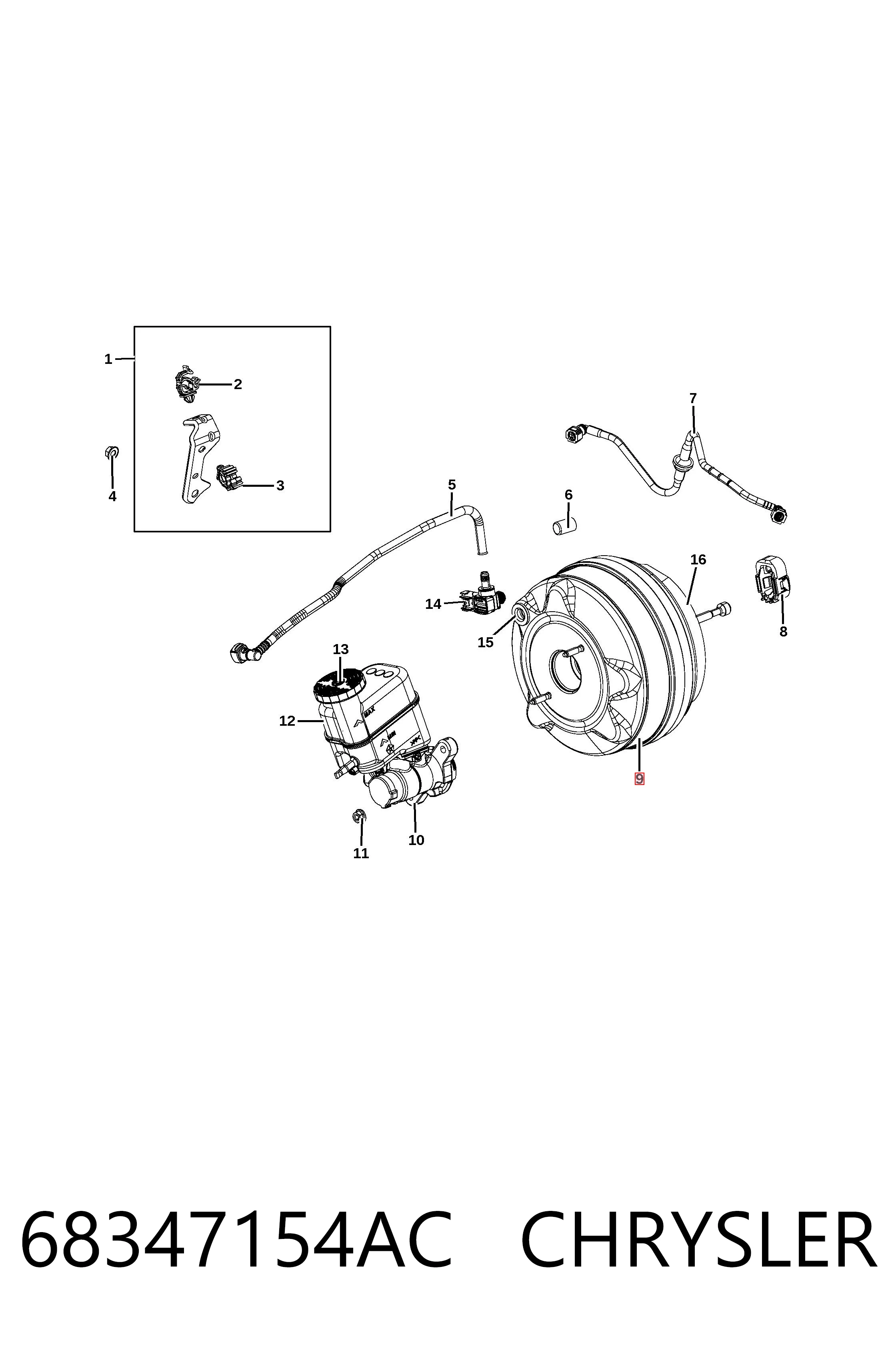 K68347154AC Fiat/Alfa/Lancia Усилитель тормоза вакуумный