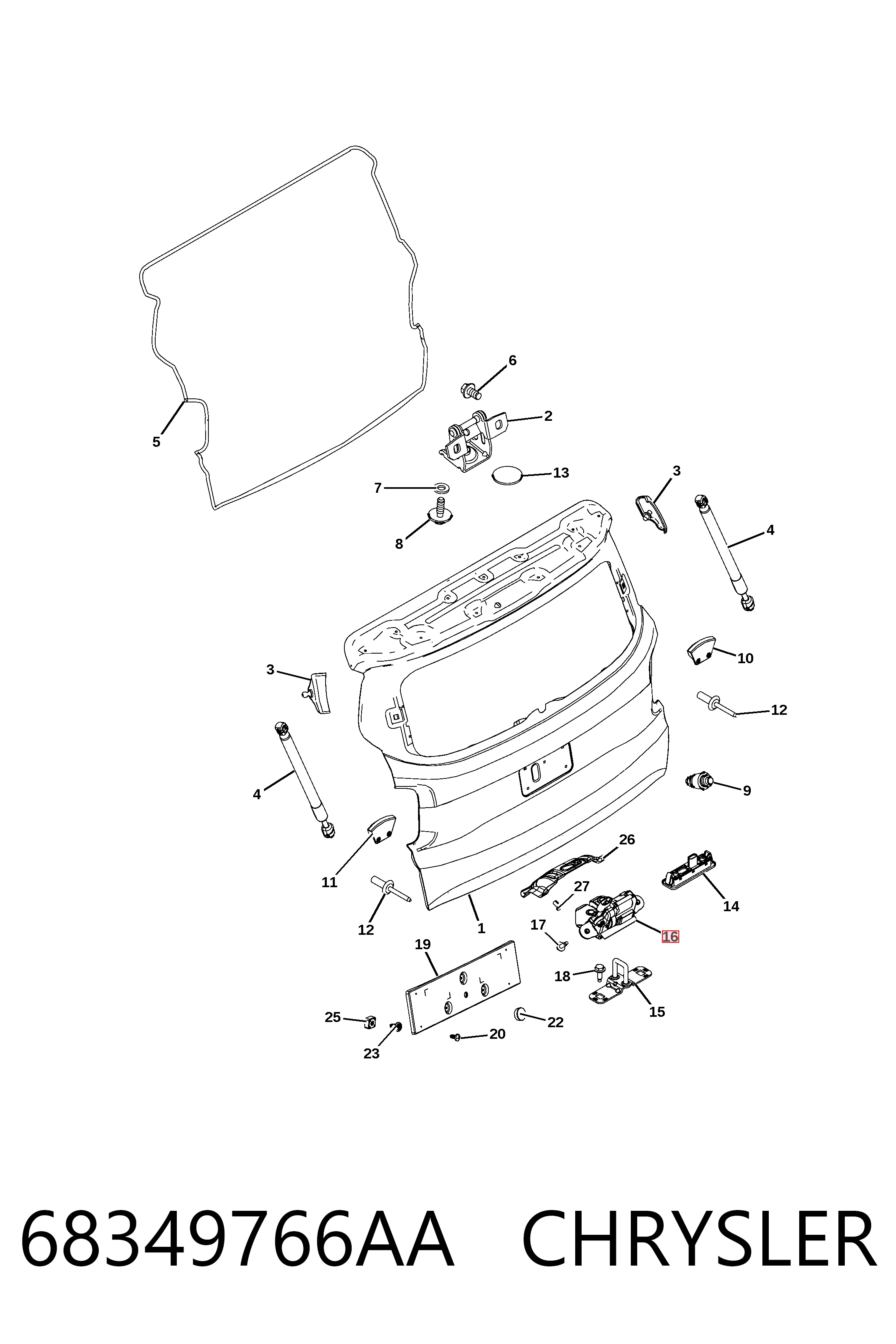 Замок двери багажника Fiat/Alfa/Lancia K68271921AA цена, от 18.08 USD
