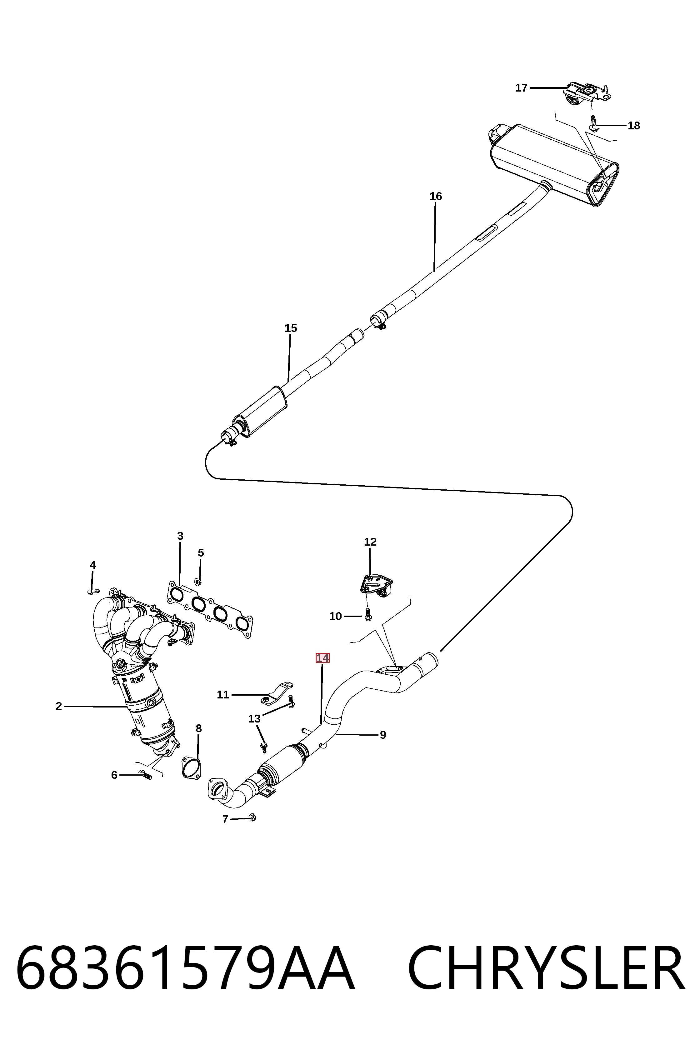 K68246564AA Fiat/Alfa/Lancia Глушитель, передняя часть