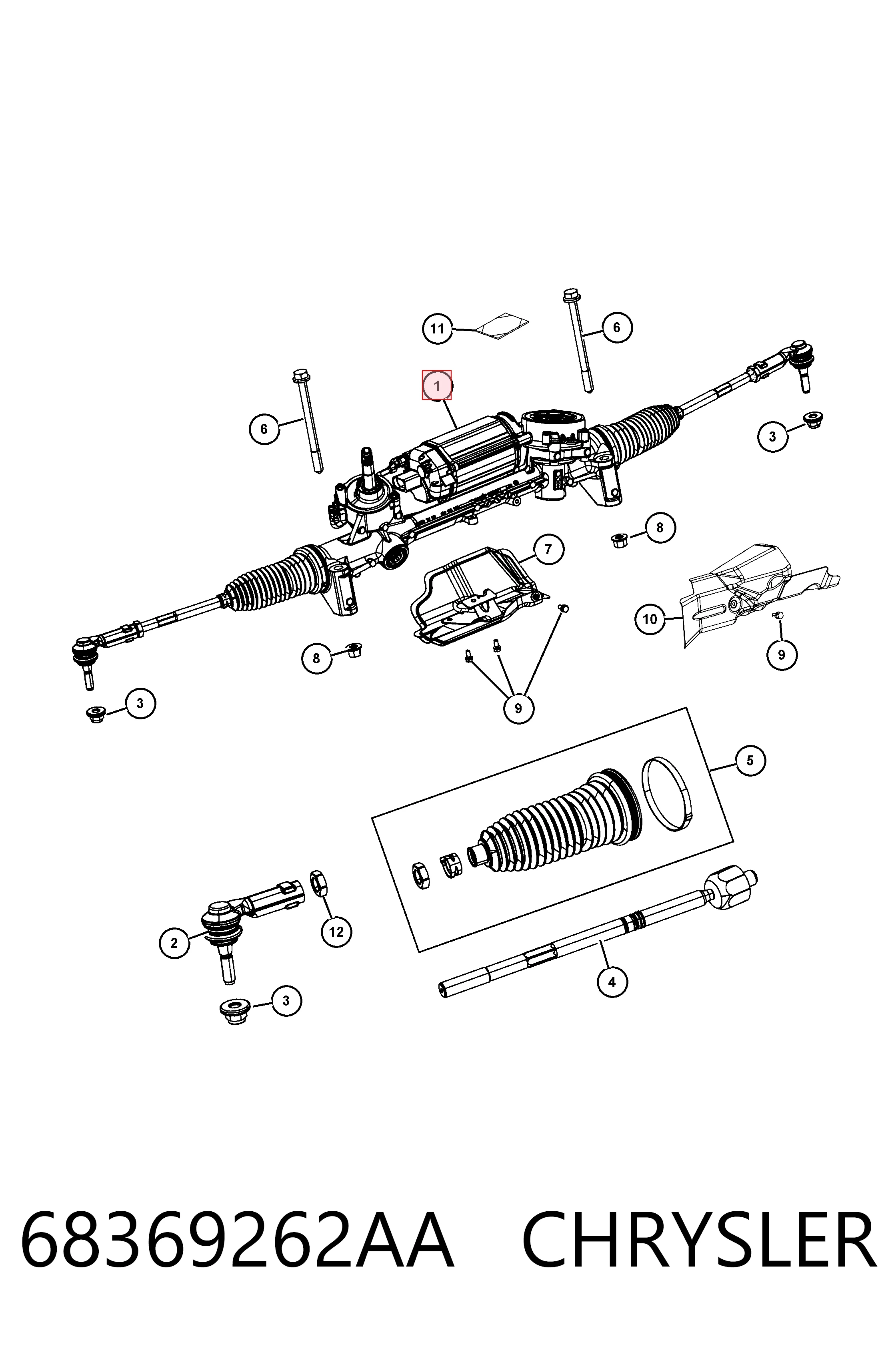 Рейка рулевая Fiat/Alfa/Lancia K68369262AA