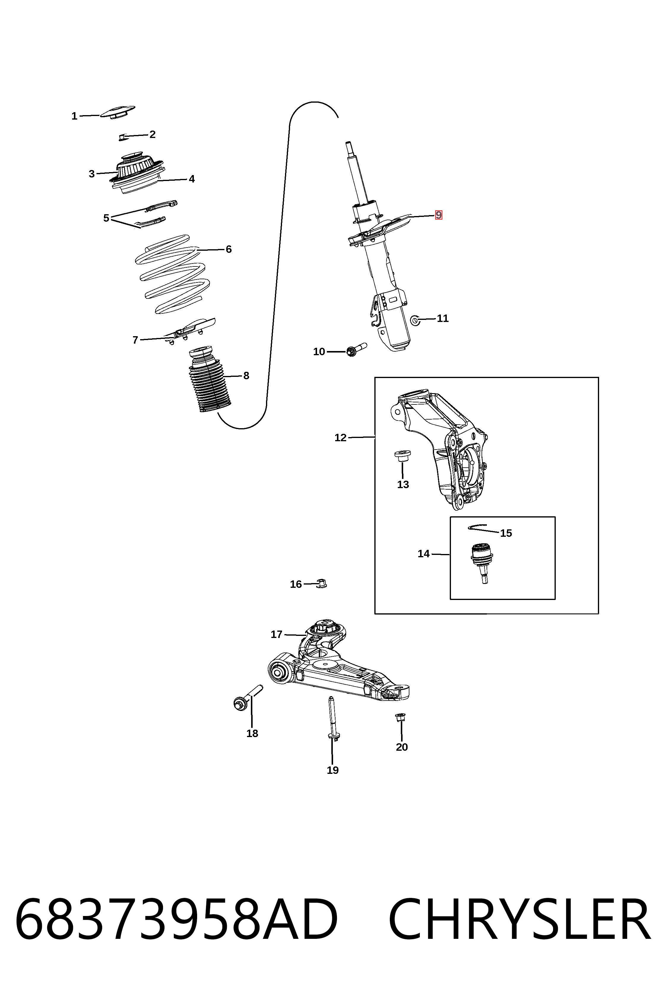 Амортизатор подвески передний левый Fiat/Alfa/Lancia K68373958AD цена, от 135.10 USD
