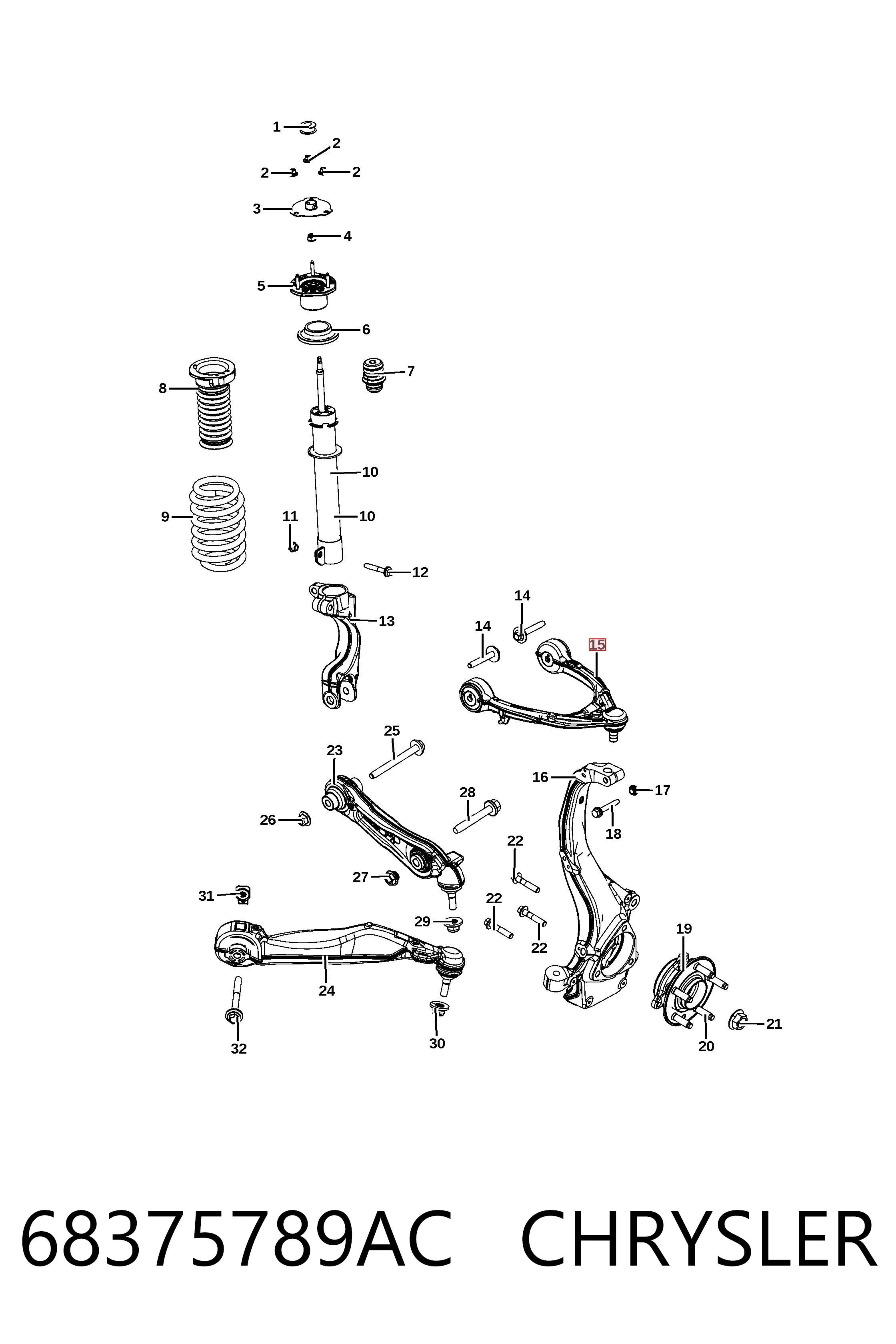 K68375789AC Fiat/Alfa/Lancia Рычаг передней подвески верхний левый