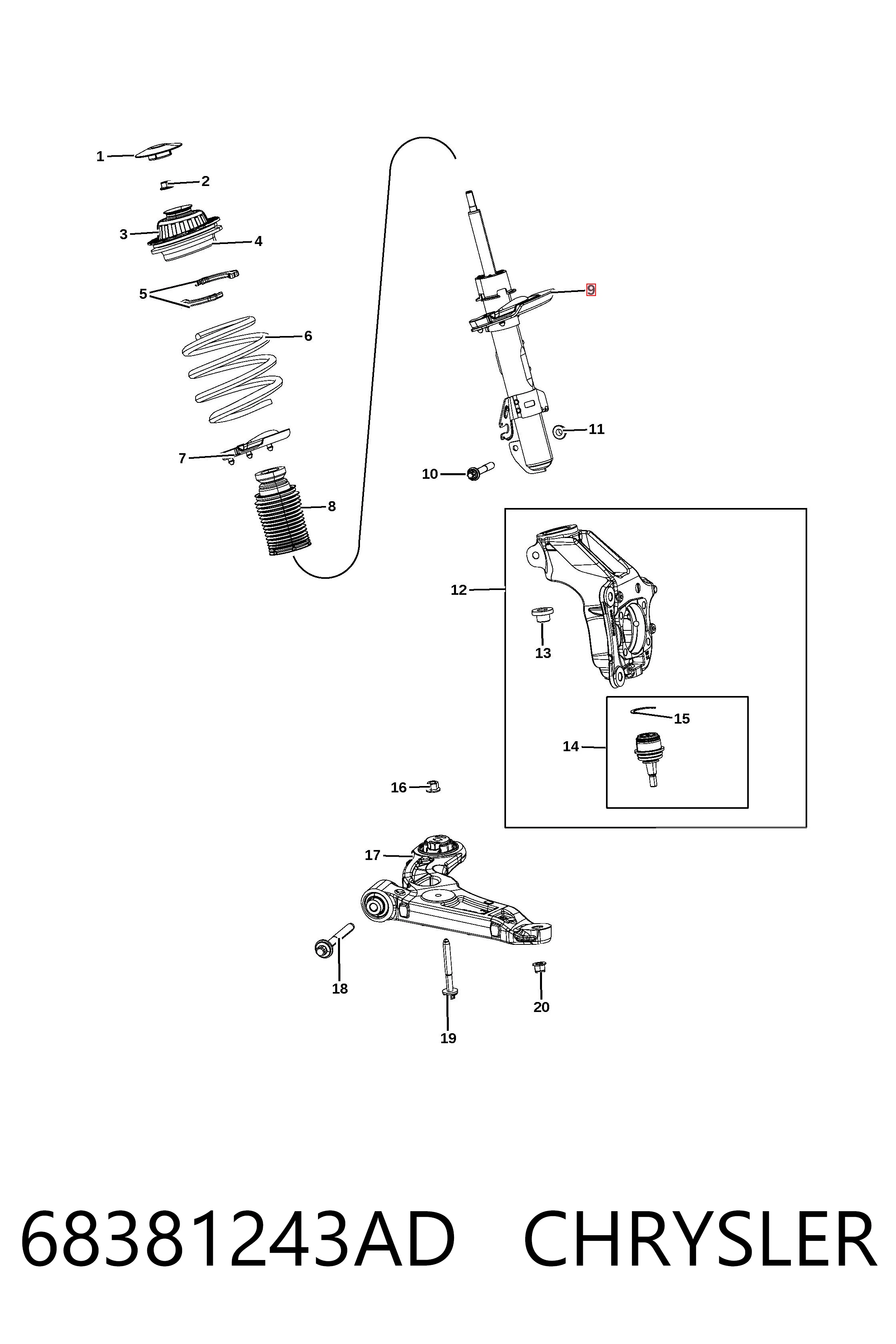 K68381243AC Fiat/Alfa/Lancia Амортизатор передний левый