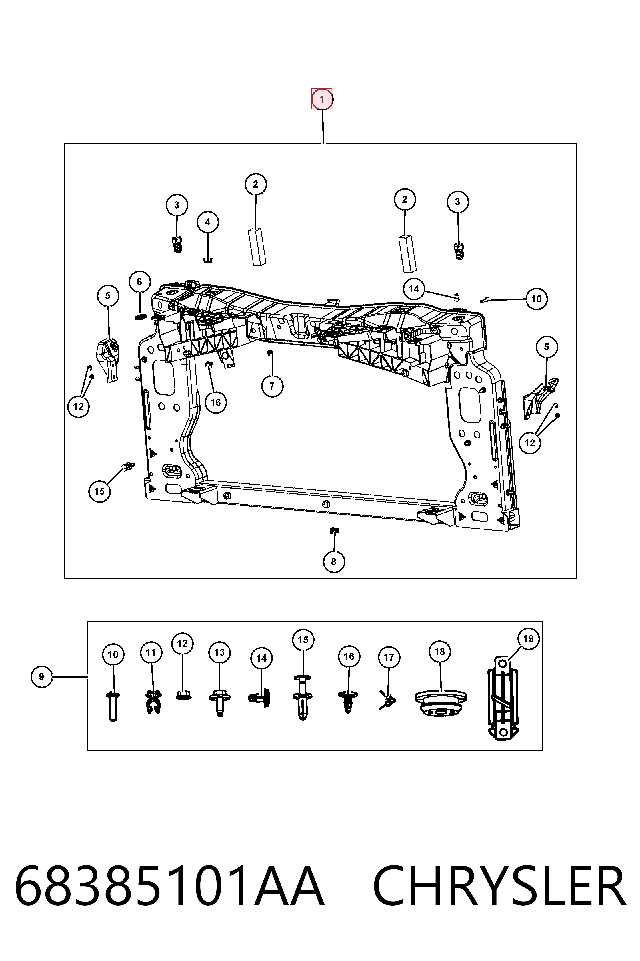Панель передняя Fiat/Alfa/Lancia K68214629AB цена, от 201.55 USD