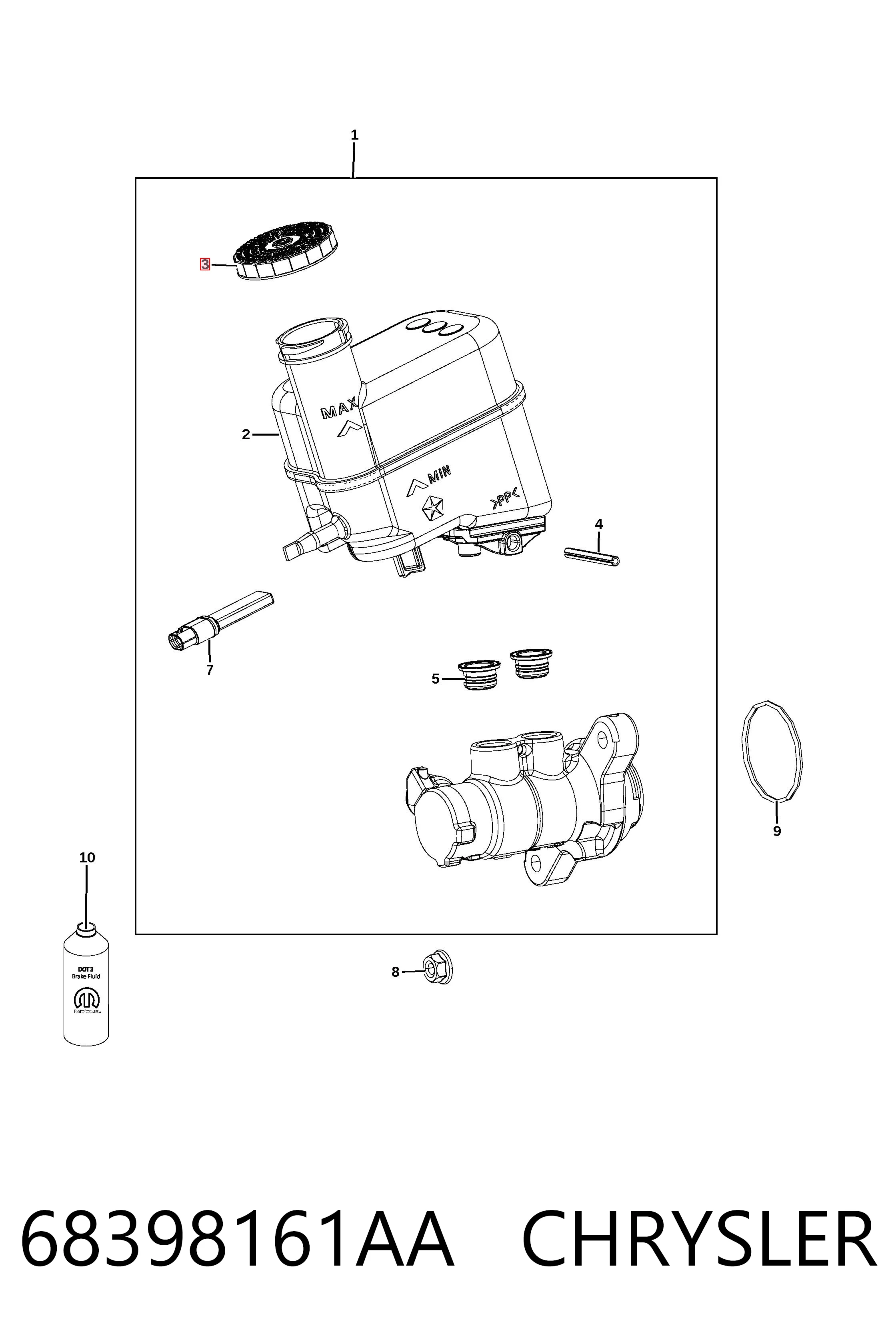 68398161AA Chrysler Крышка бачка главного тормозного цилиндра