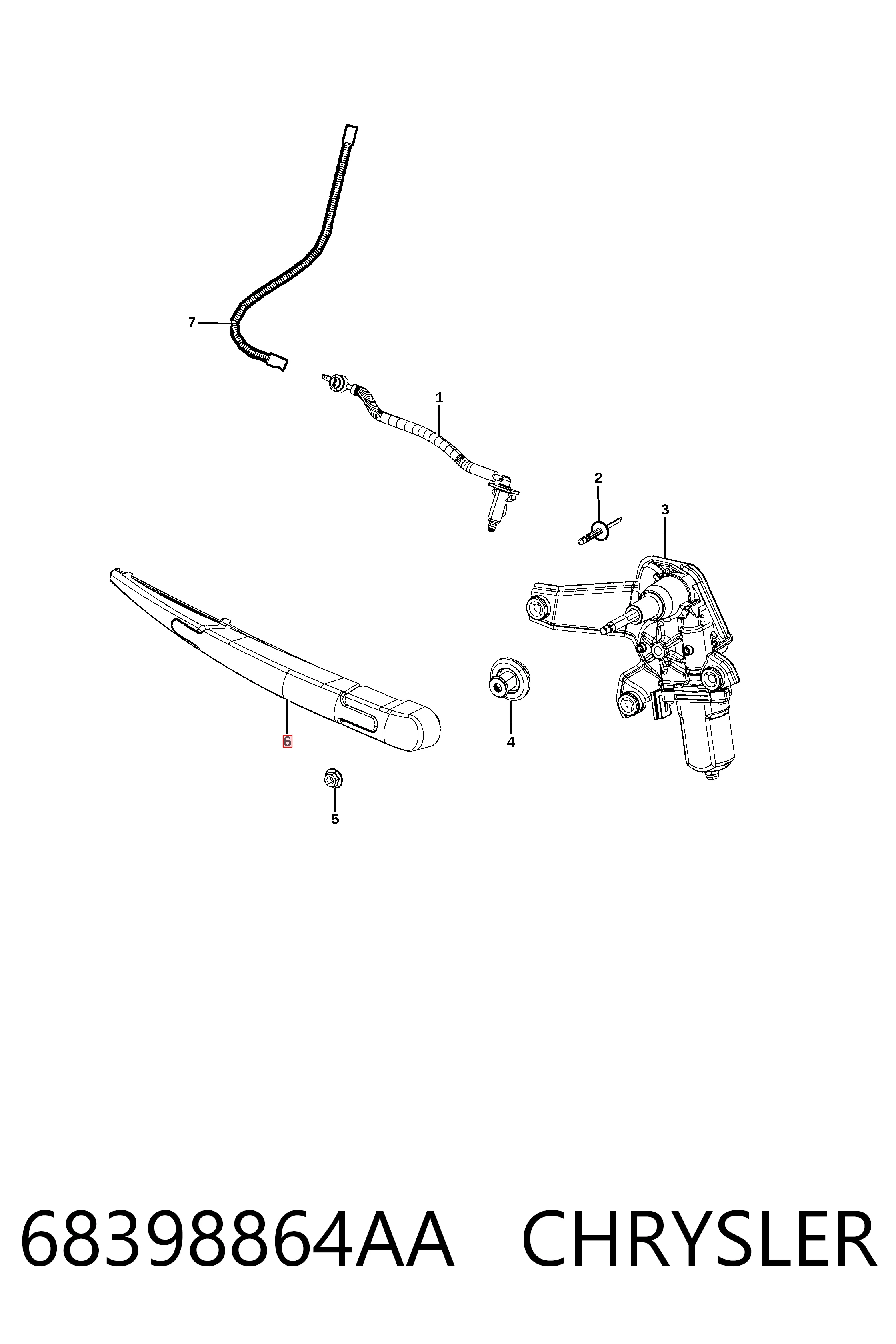 Купить K68398864AA Fiat/Alfa/Lancia Рычаг-поводок стеклоочистителя заднего стекла