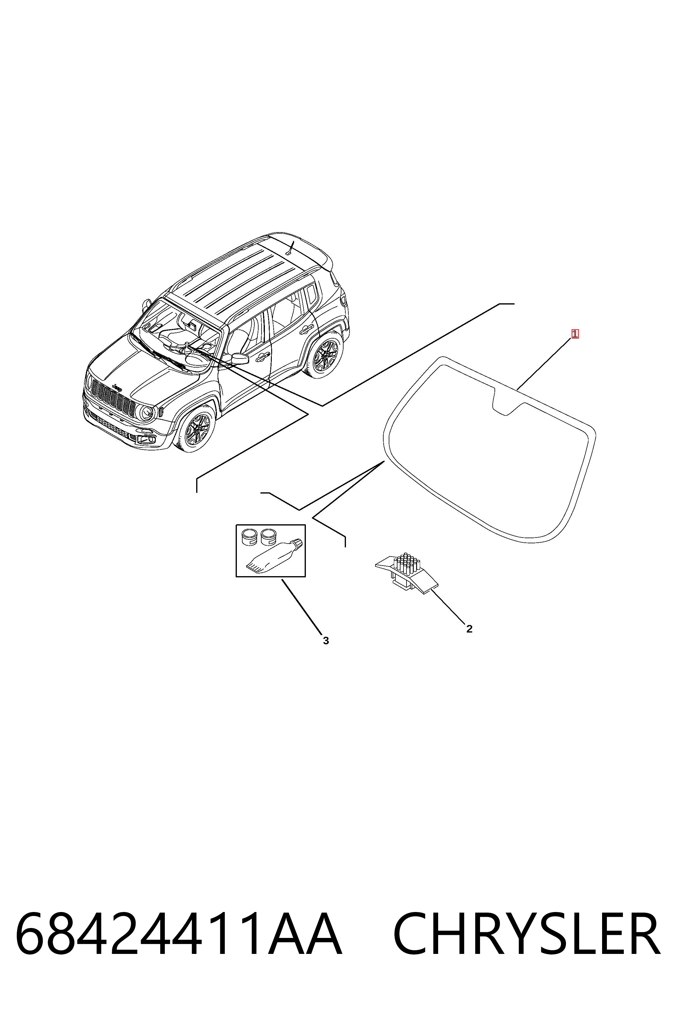 Стекло лобовое  CHRYSLER 68424411AA