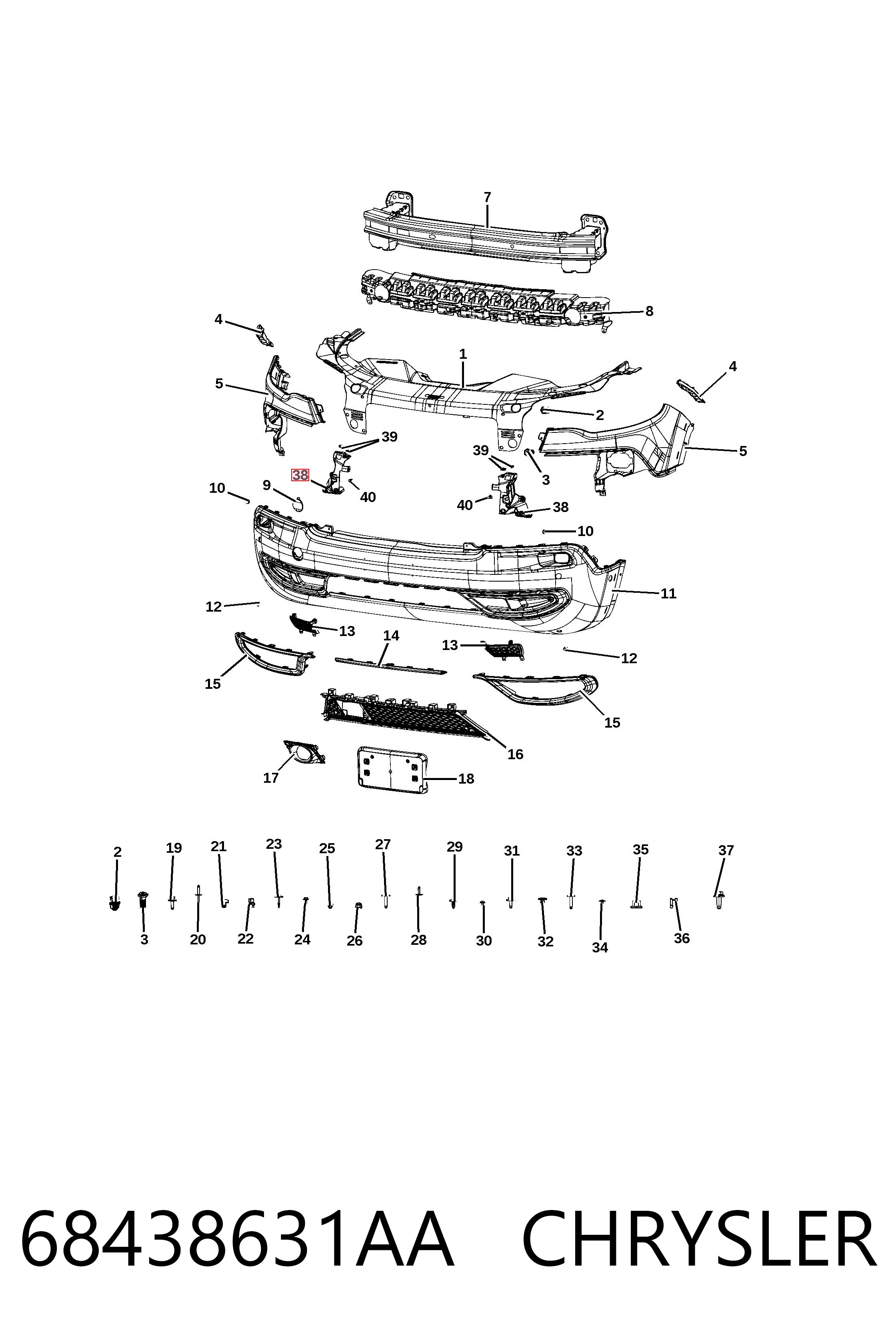 K68306529AB Fiat/Alfa/Lancia Левое крепление переднего бампера