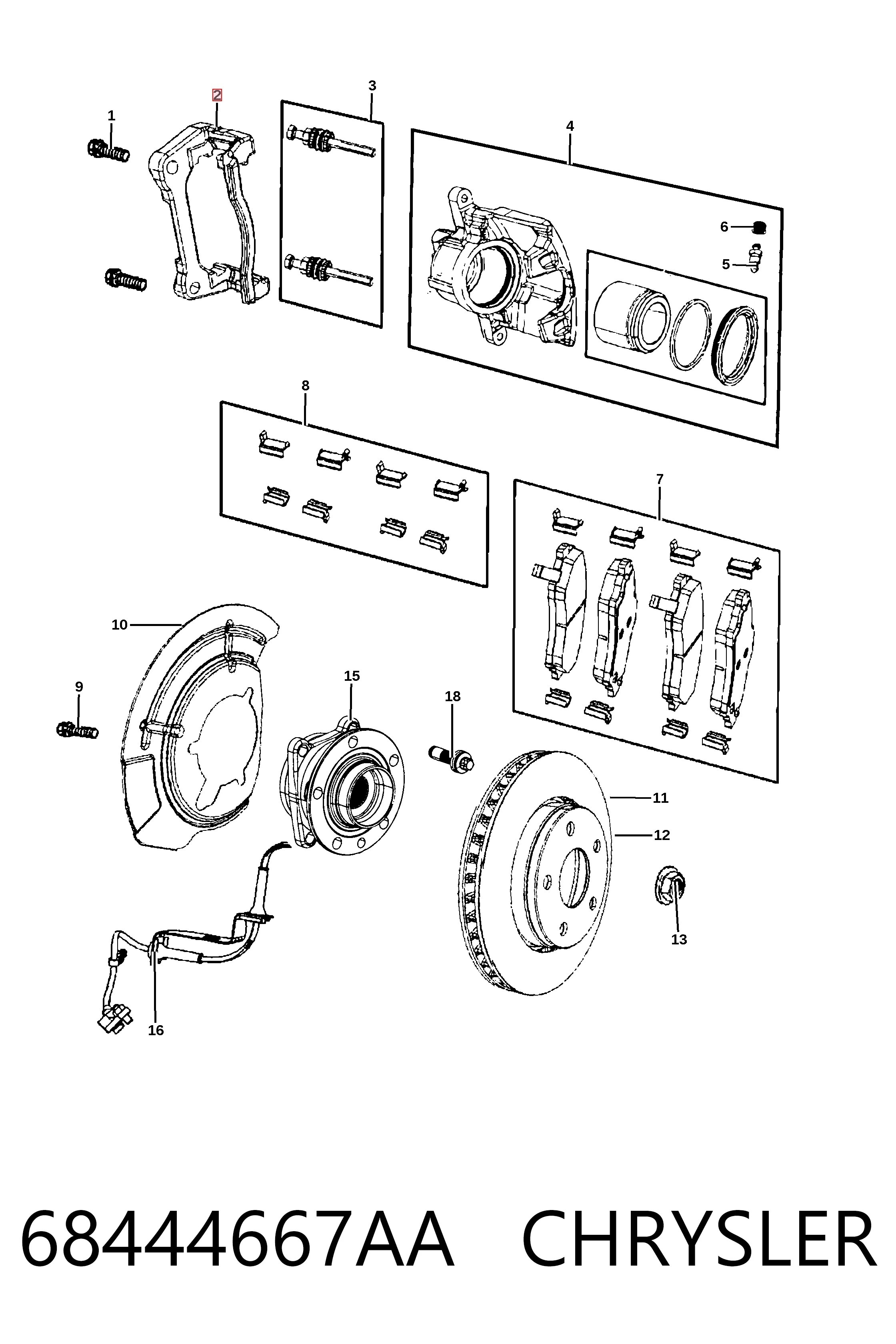 K68444667AA Fiat/Alfa/Lancia Скоба суппорта переднего