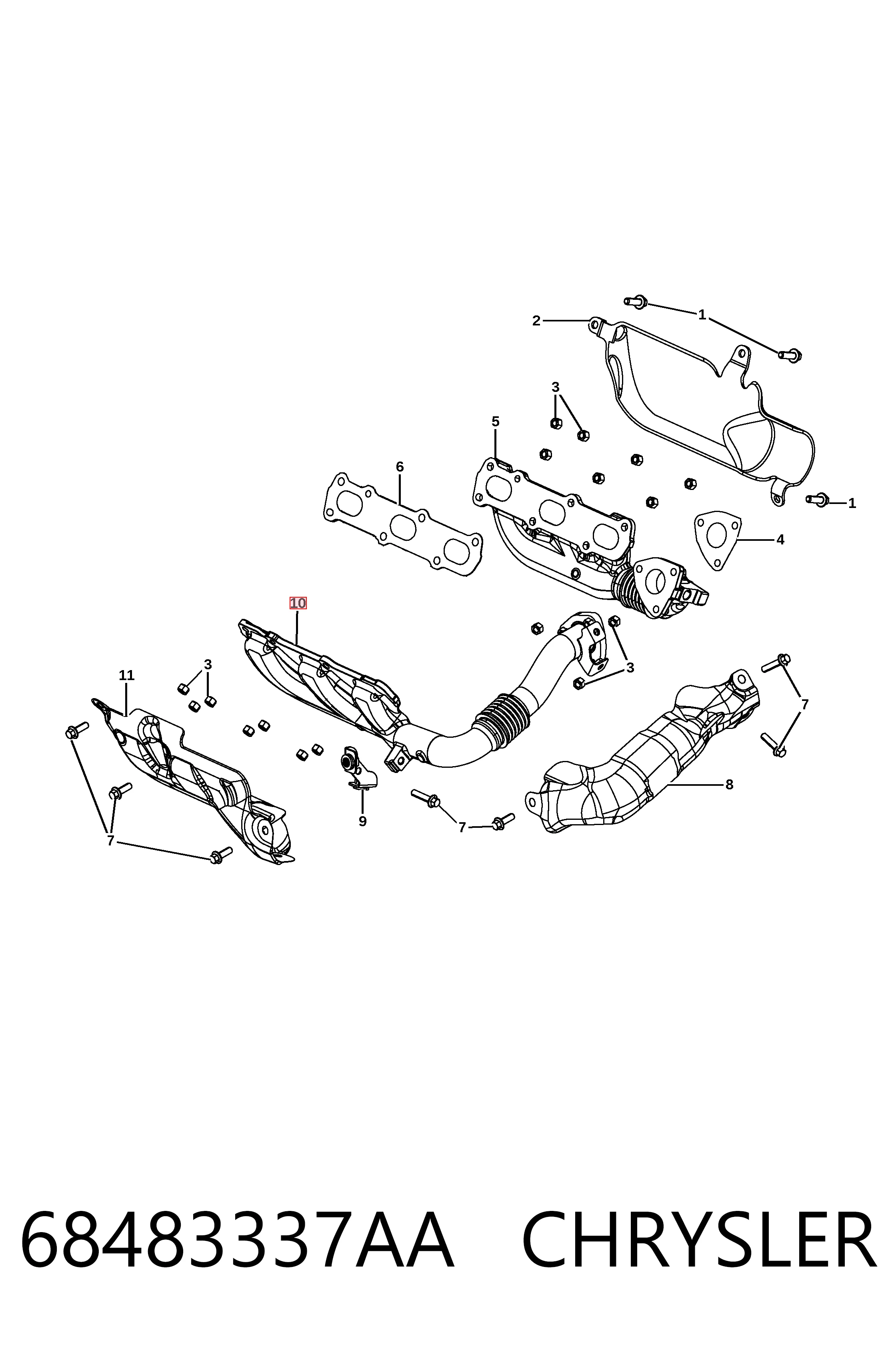 Коллектор выпускной левый K68483337AA Fiat/Alfa/Lancia