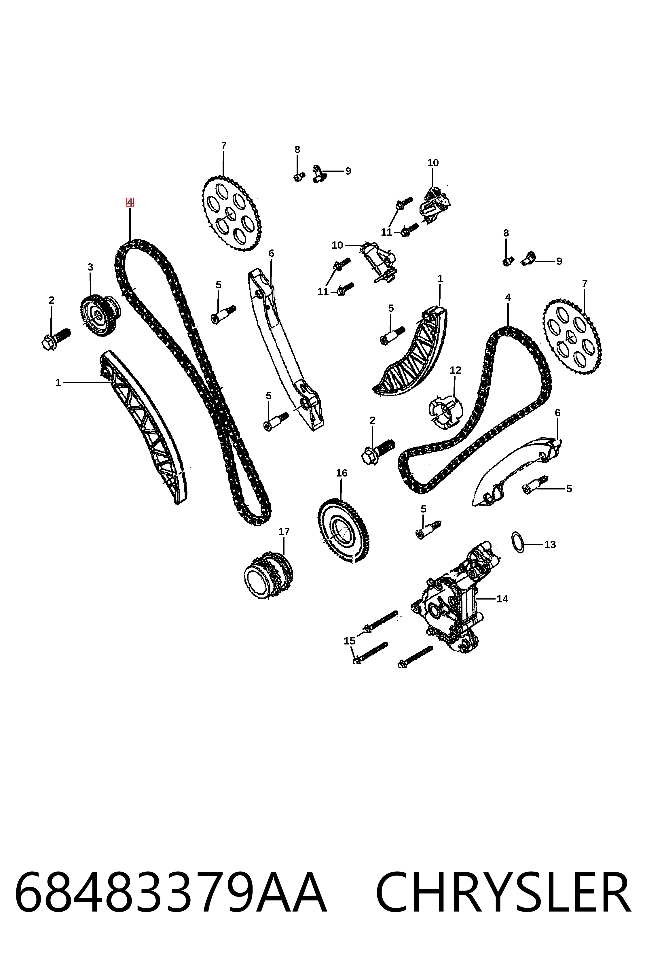 Купить K68483379AA Fiat/Alfa/Lancia Цепь ГРМ, распредвала