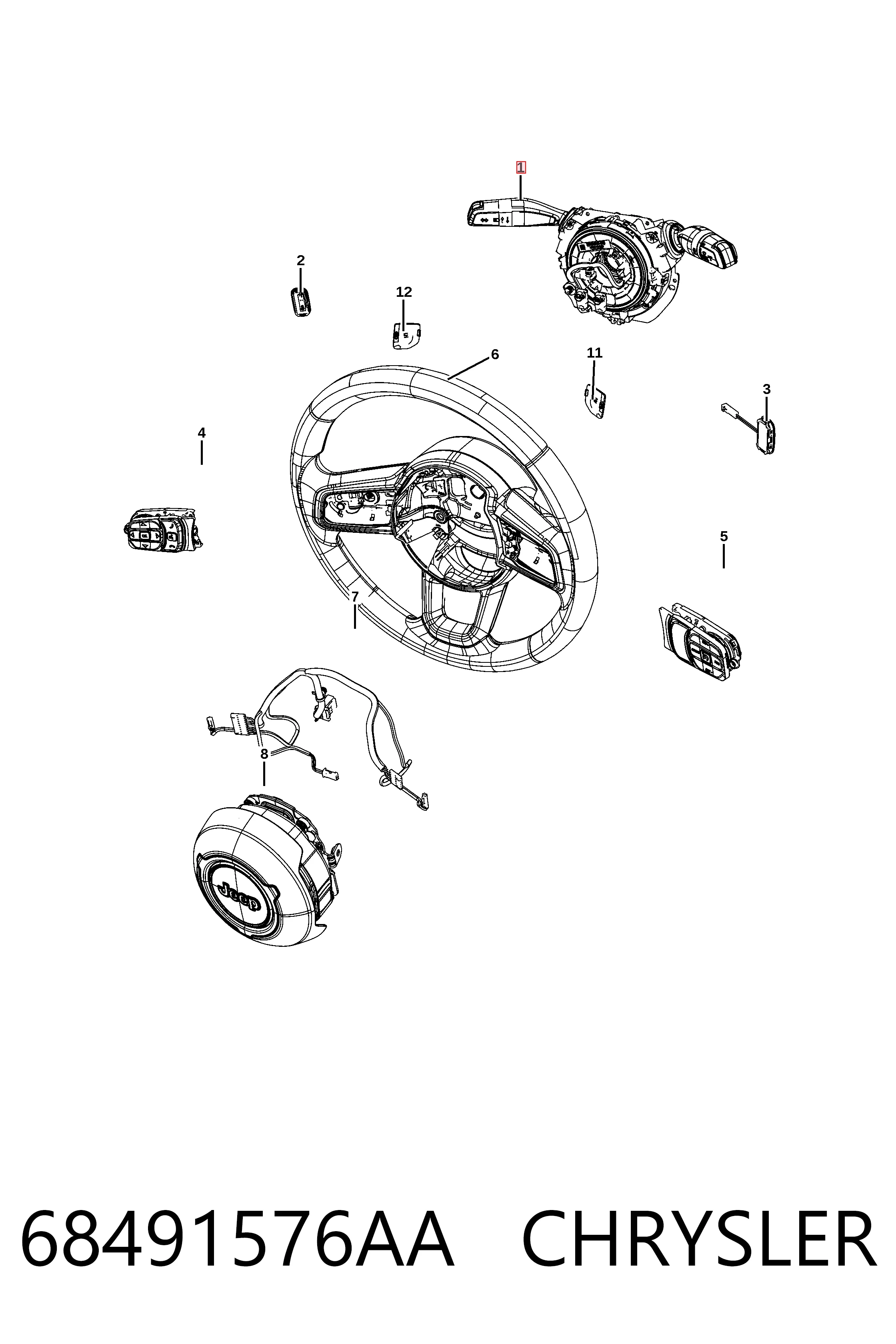 K68399807AA Fiat/Alfa/Lancia Переключатель подрулевой в сборе
