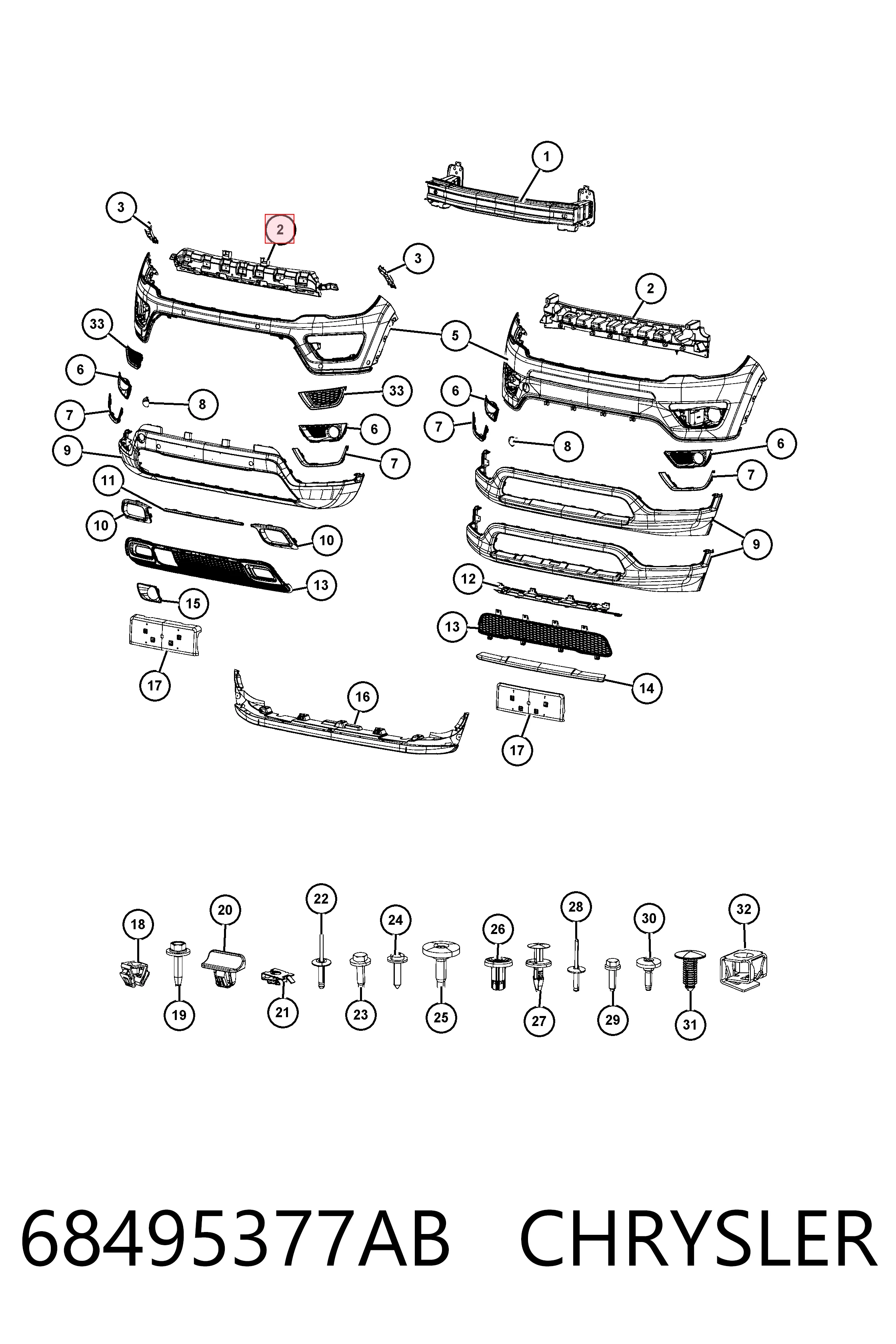 K68495377AB Fiat/Alfa/Lancia Наполнитель бампера переднего