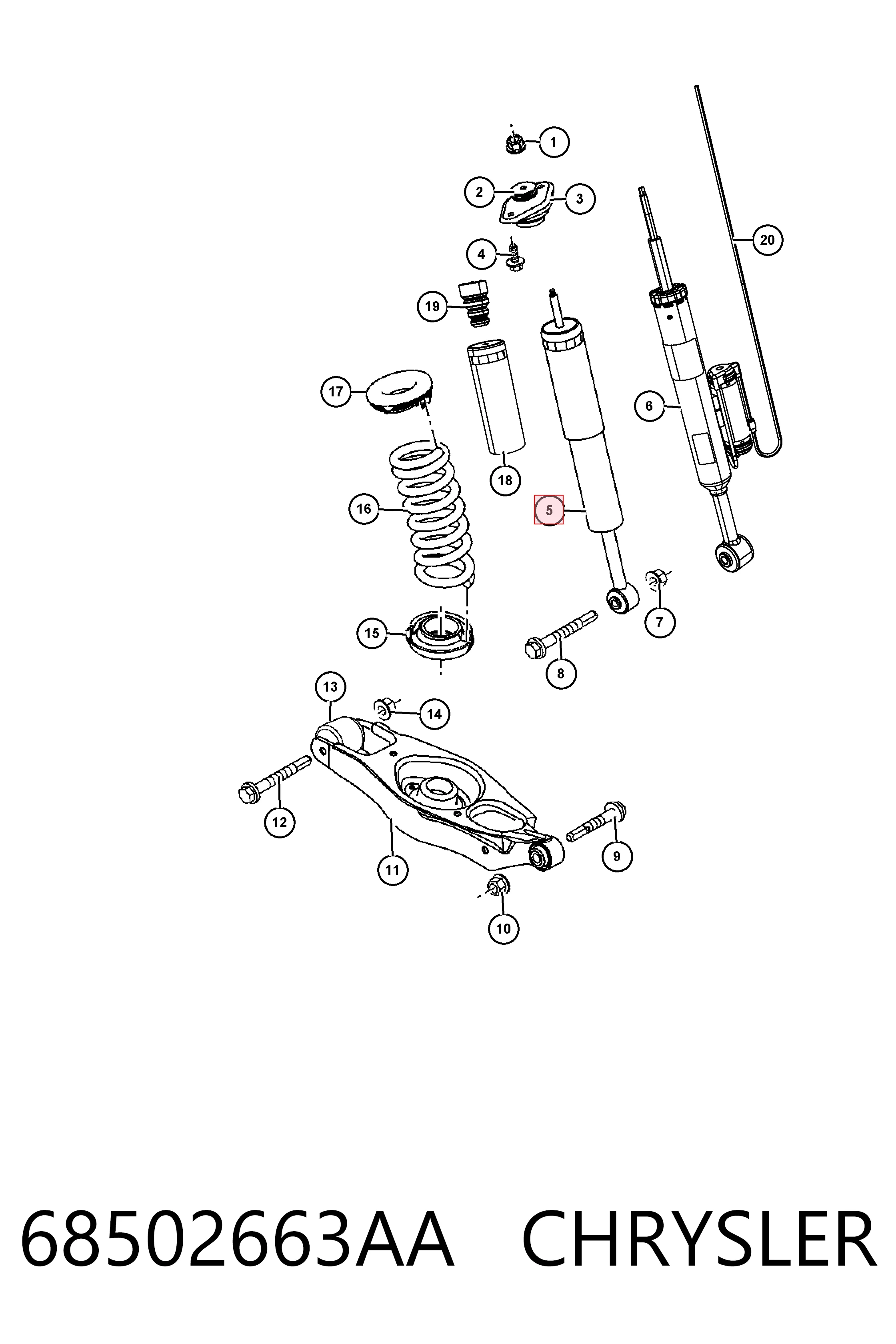 Купить K68531425AA Fiat/Alfa/Lancia Амортизатор задней подвески