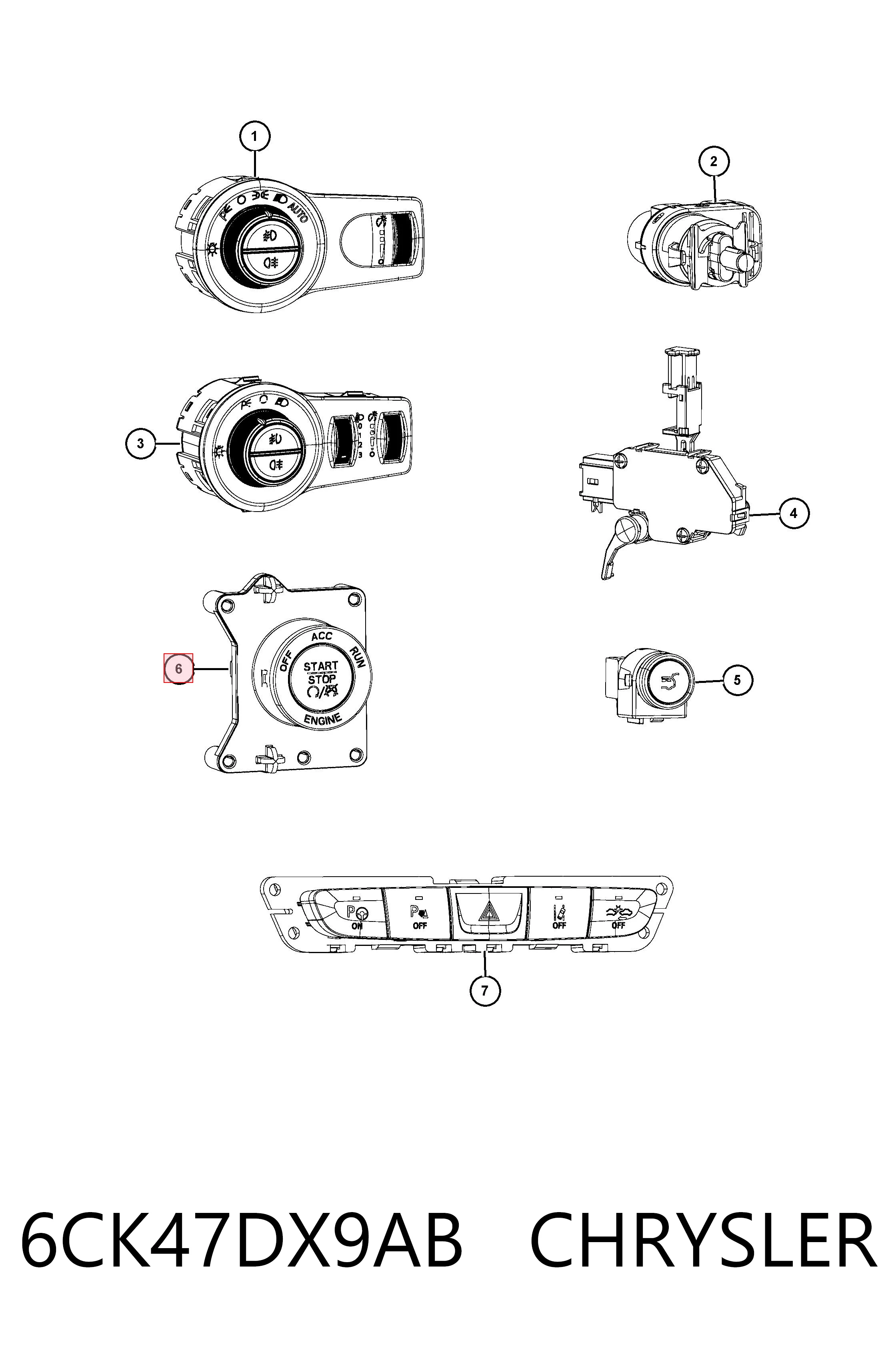 Кнопка старт-стоп K1VB70DX9AC Fiat/Alfa/Lancia